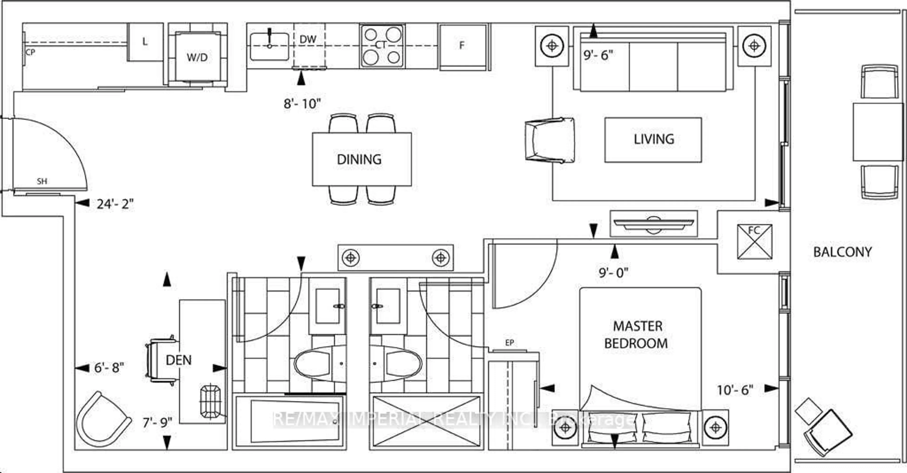 Floor plan for 575 Bloor St #2410, Toronto Ontario M4W 0B2