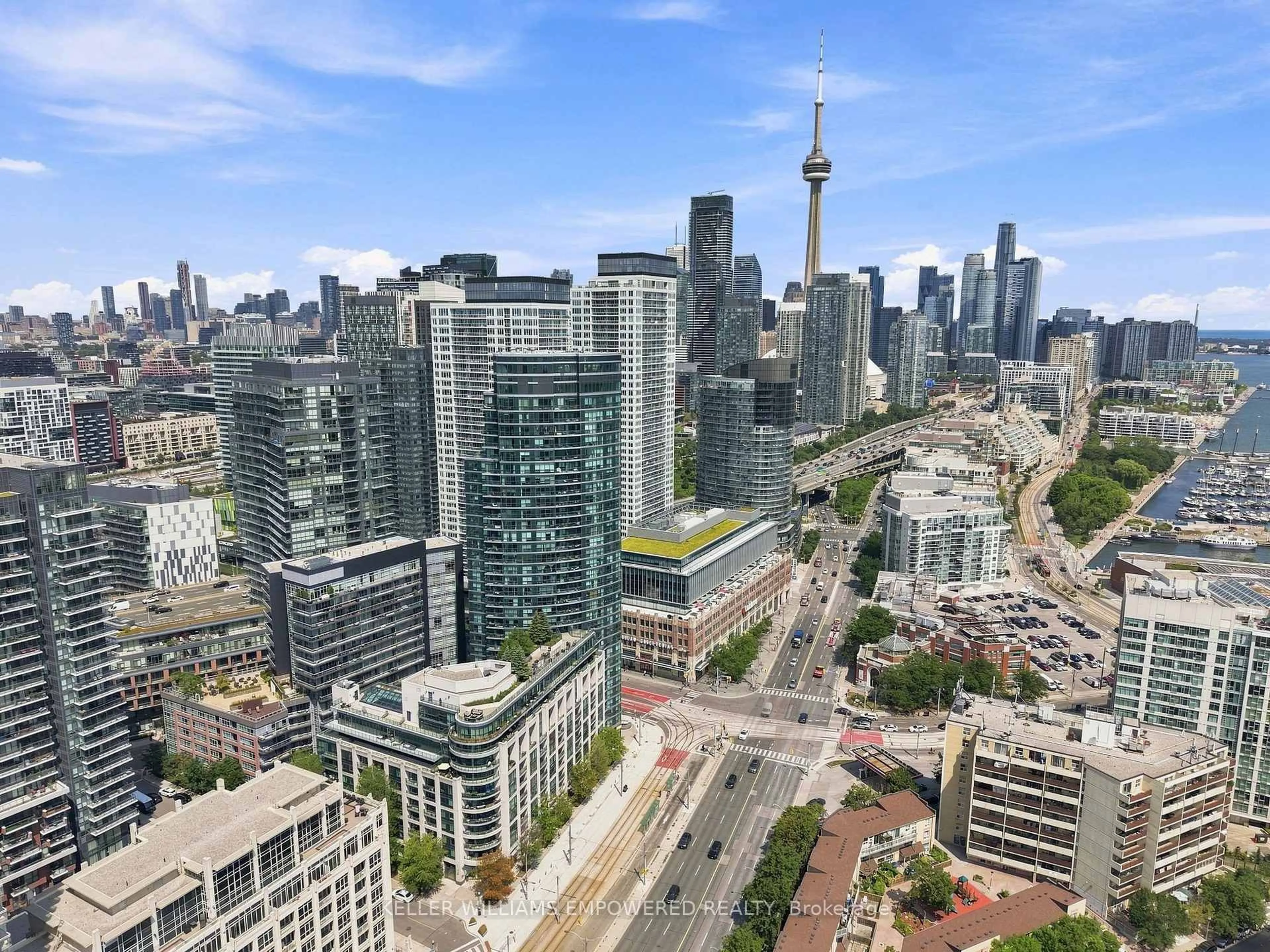 A pic from outside/outdoor area/front of a property/back of a property/a pic from drone, city buildings view from balcony for 600 Fleet St #1002, Toronto Ontario M5V 1B7