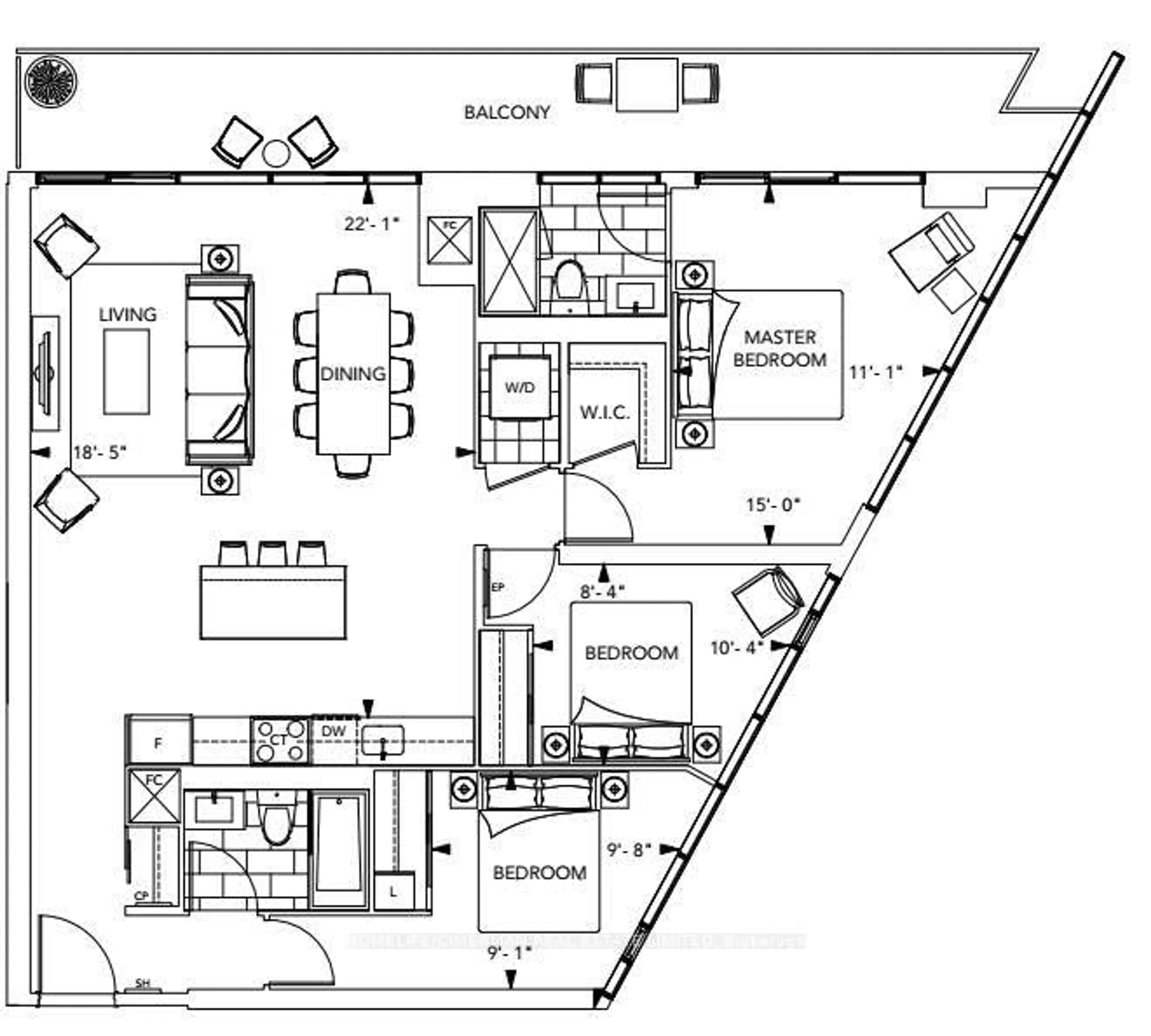 Floor plan for 575 Bloor St #1602, Toronto Ontario M4W 0B2