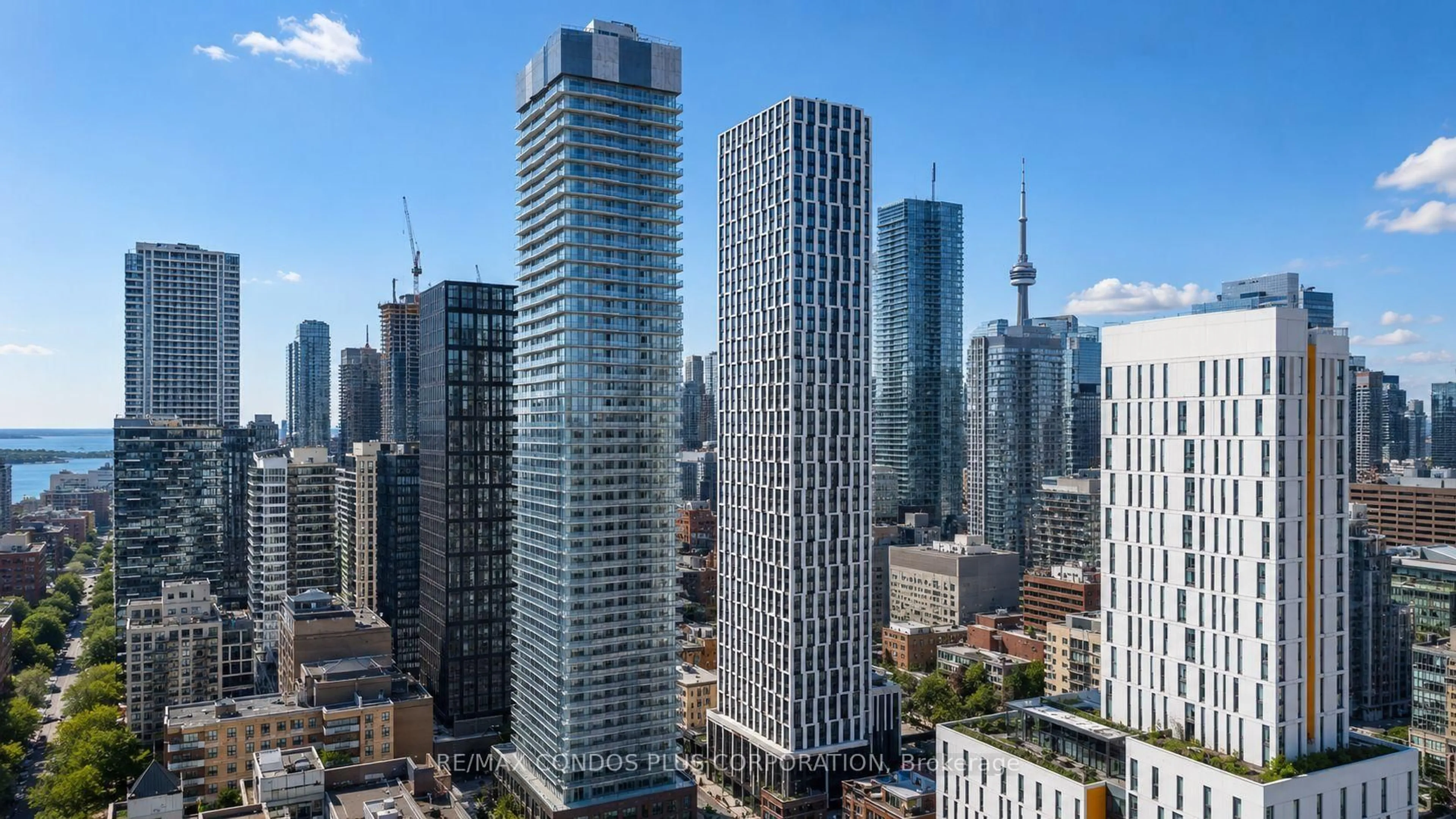 A pic from outside/outdoor area/front of a property/back of a property/a pic from drone, city buildings view from balcony for 100 Dalhousie St #907, Toronto Ontario M5B 0C7