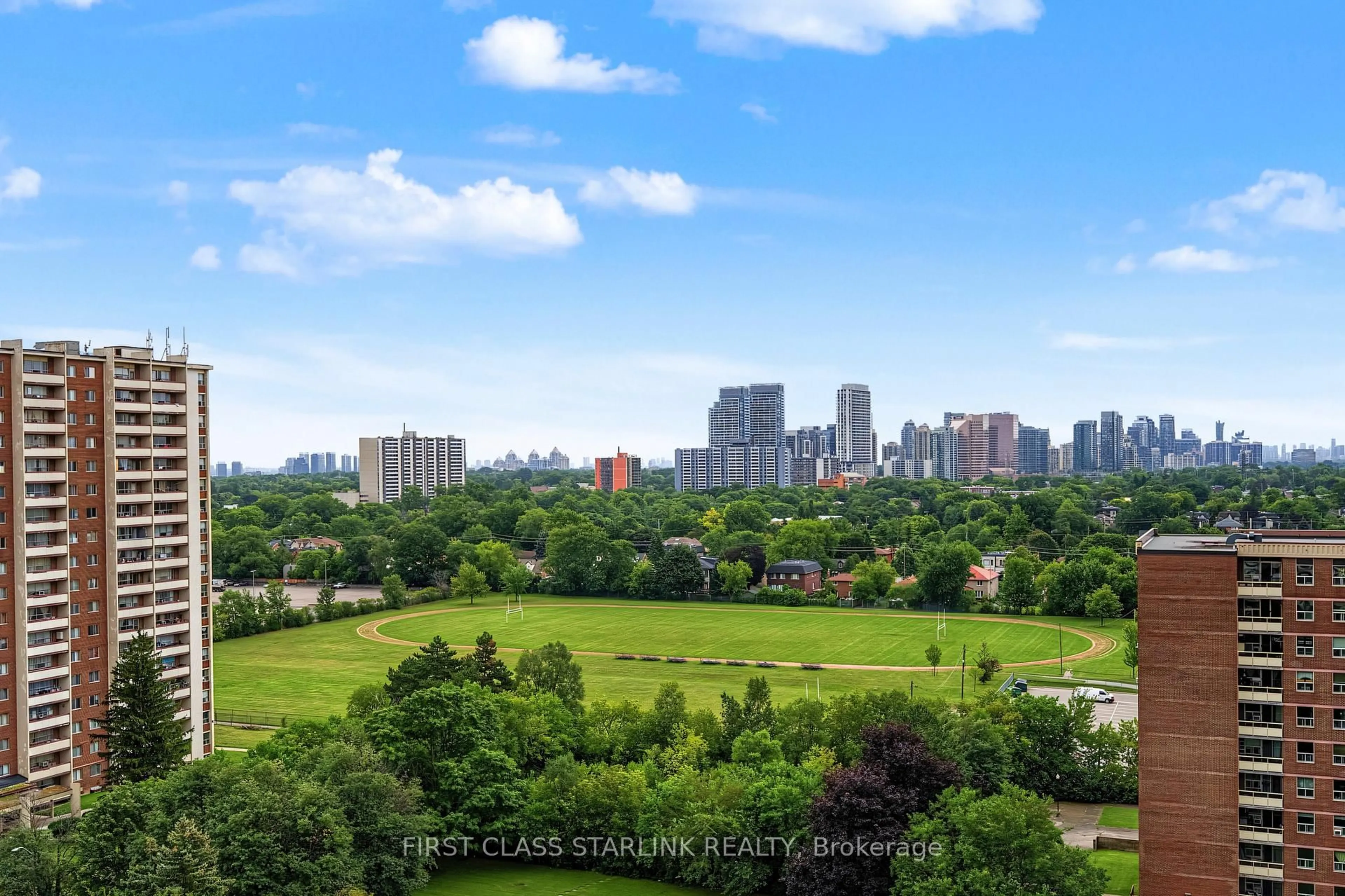 A pic from outside/outdoor area/front of a property/back of a property/a pic from drone, city buildings view from balcony for 10 Tangreen Crt #1405, Toronto Ontario M2M 4B9