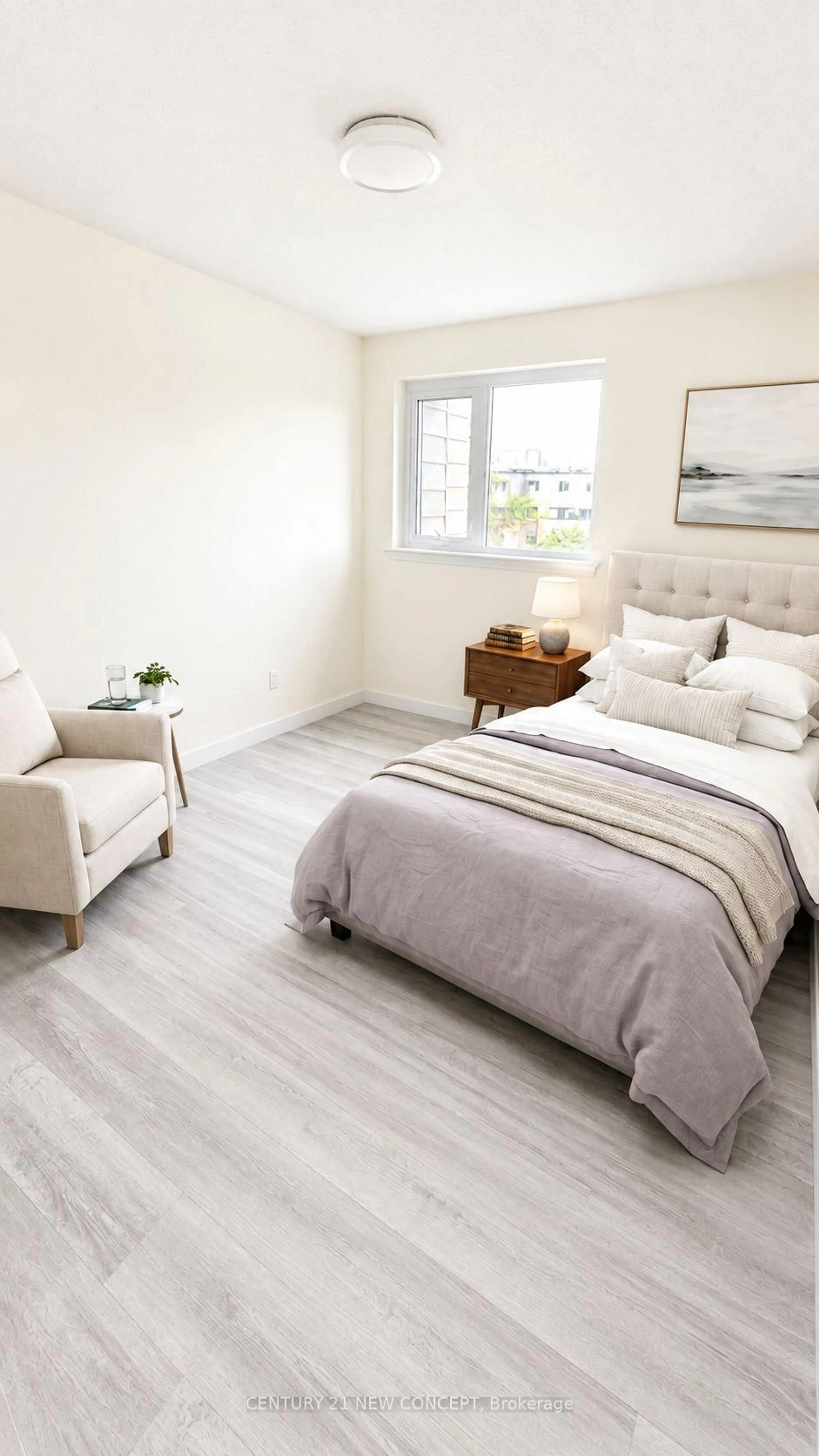 Bedroom with bed, wood/laminate floor for 4005 Don Mills Rd #344, Toronto Ontario M2H 3J9