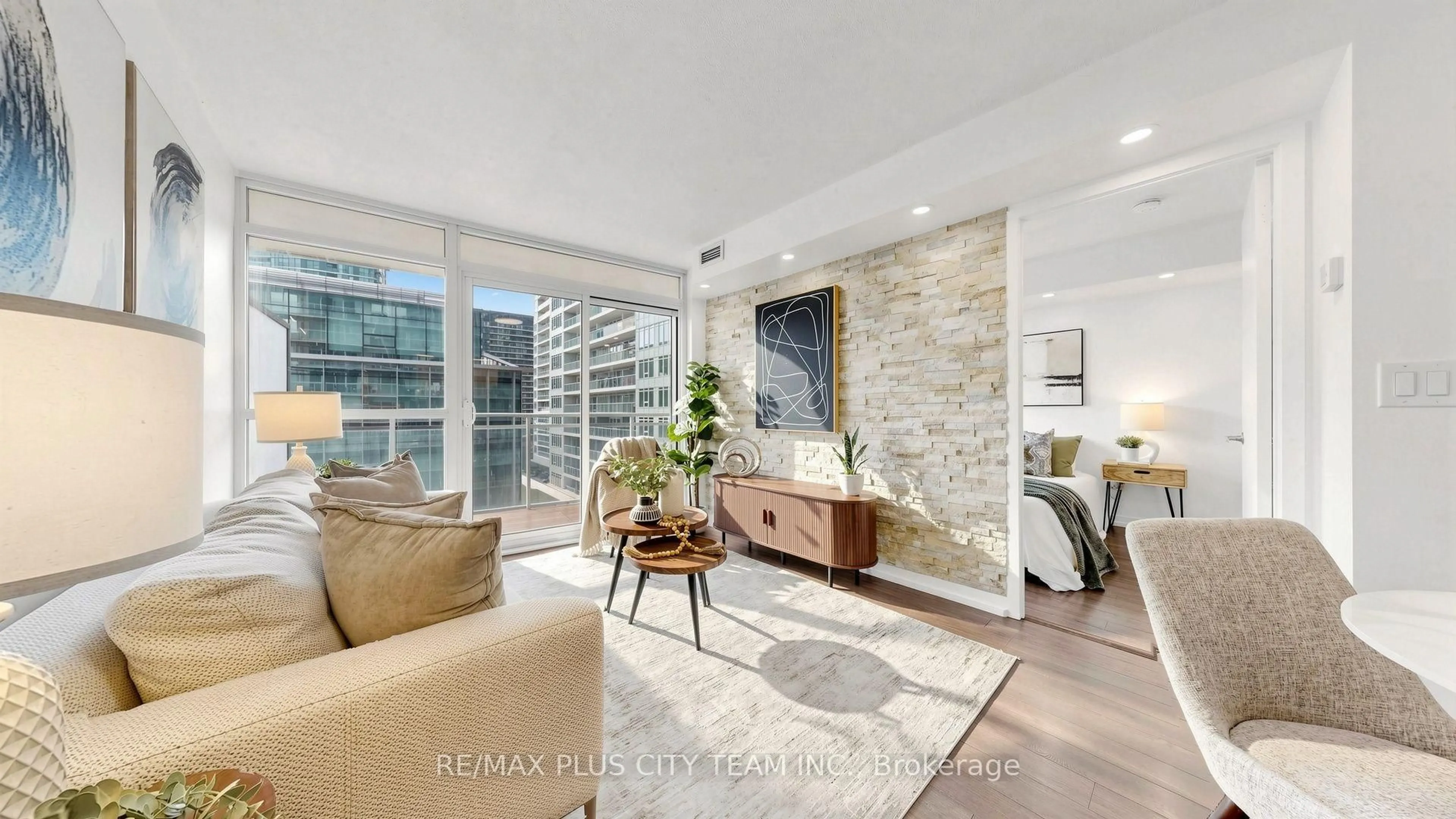 Living room with furniture, unknown for 38 Dan Leckie Way #1103, Toronto Ontario M5V 2V6