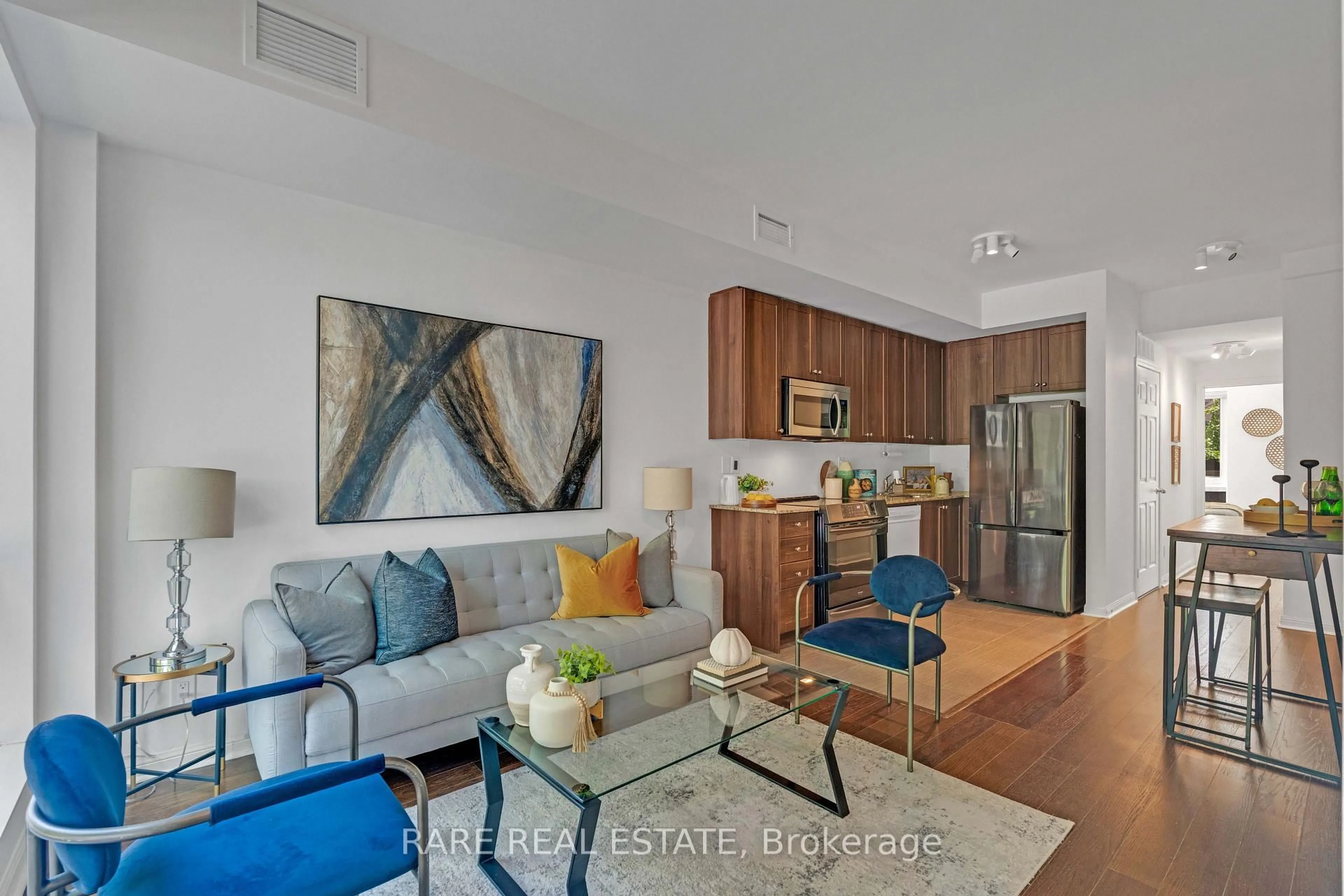 Living room with furniture, unknown for 639 Lawrence Ave #208, Toronto Ontario M6A 1A9