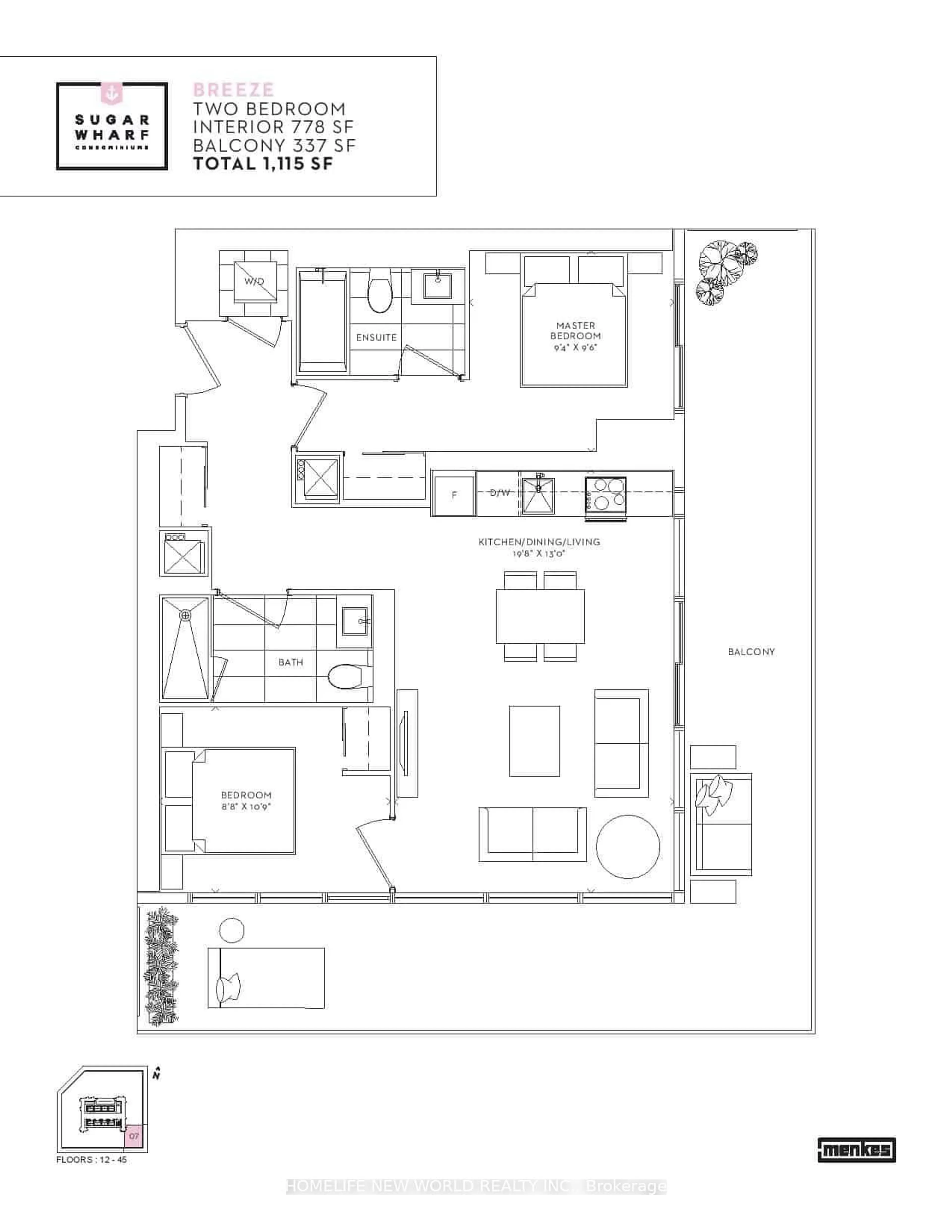 Floor plan for 138 Downes St #3507, Toronto Ontario M5E 0E4