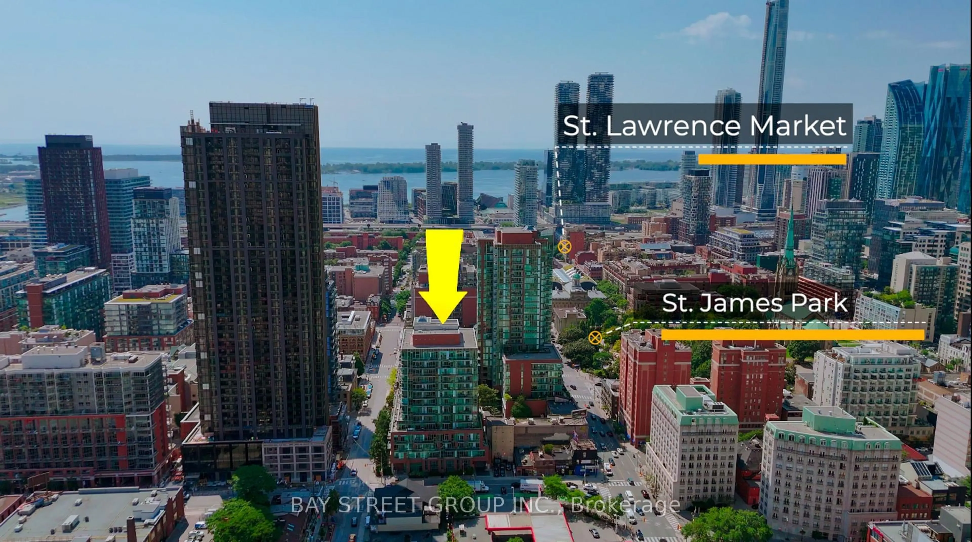 A pic from outside/outdoor area/front of a property/back of a property/a pic from drone, city buildings view from balcony for 116 George St #N110, Toronto Ontario M5A 3S2
