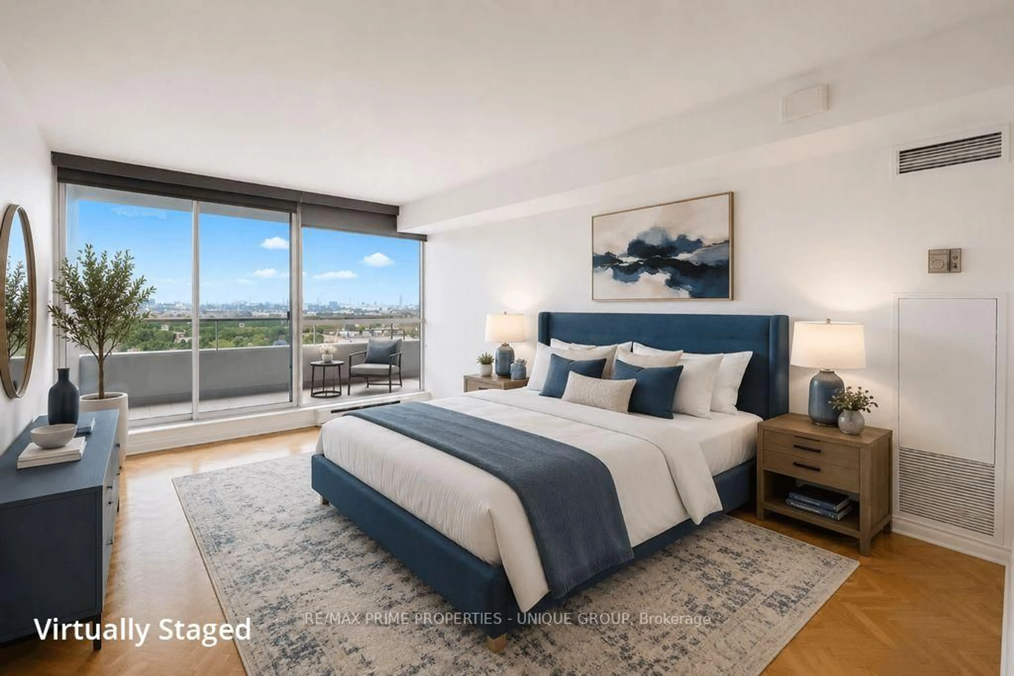 Bedroom with bed, carpet floor for 10 Torresdale Ave #1408, Toronto Ontario M2R 3V8