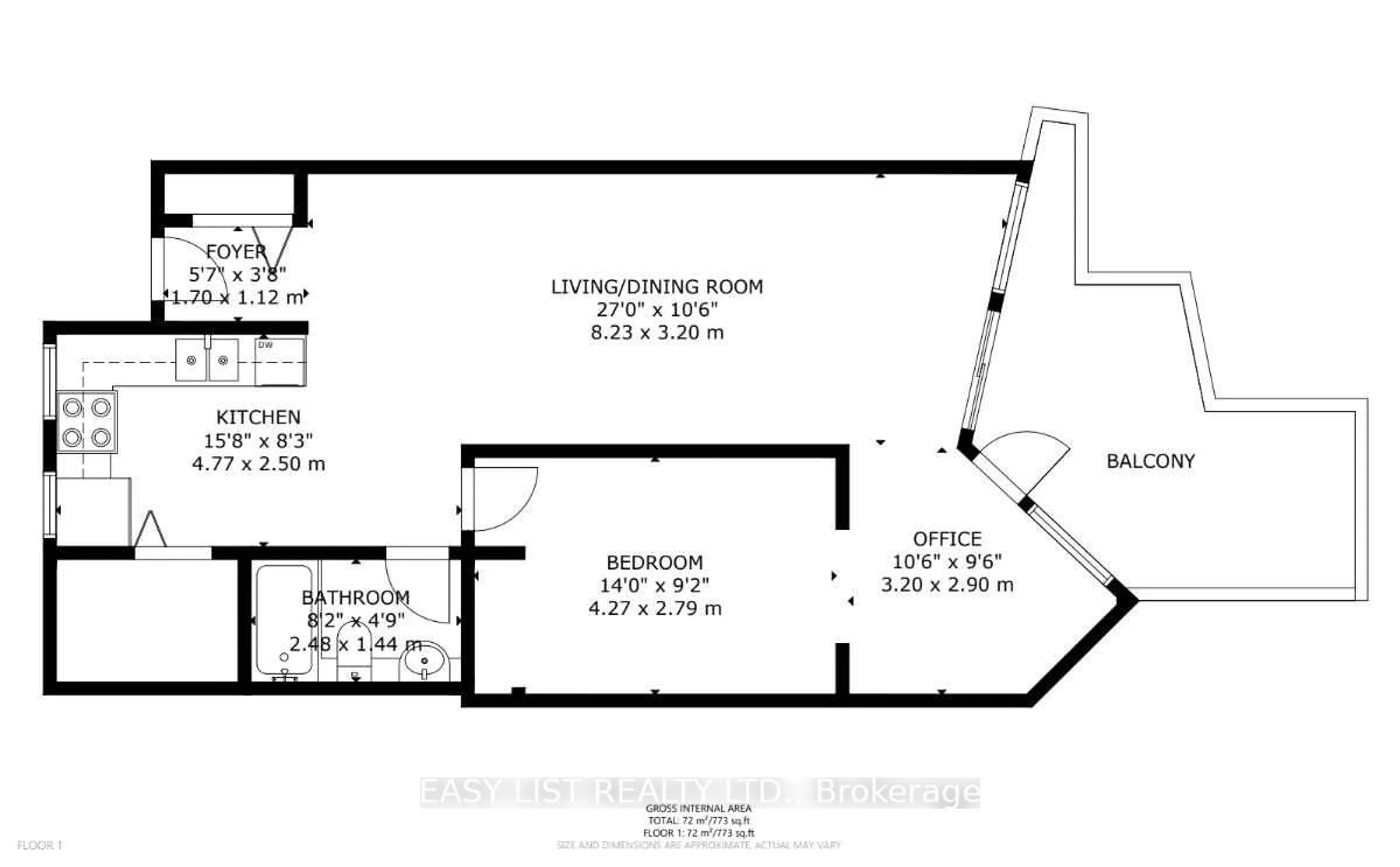 Floor plan for 373 Front St #101, Toronto Ontario M5V 3R7