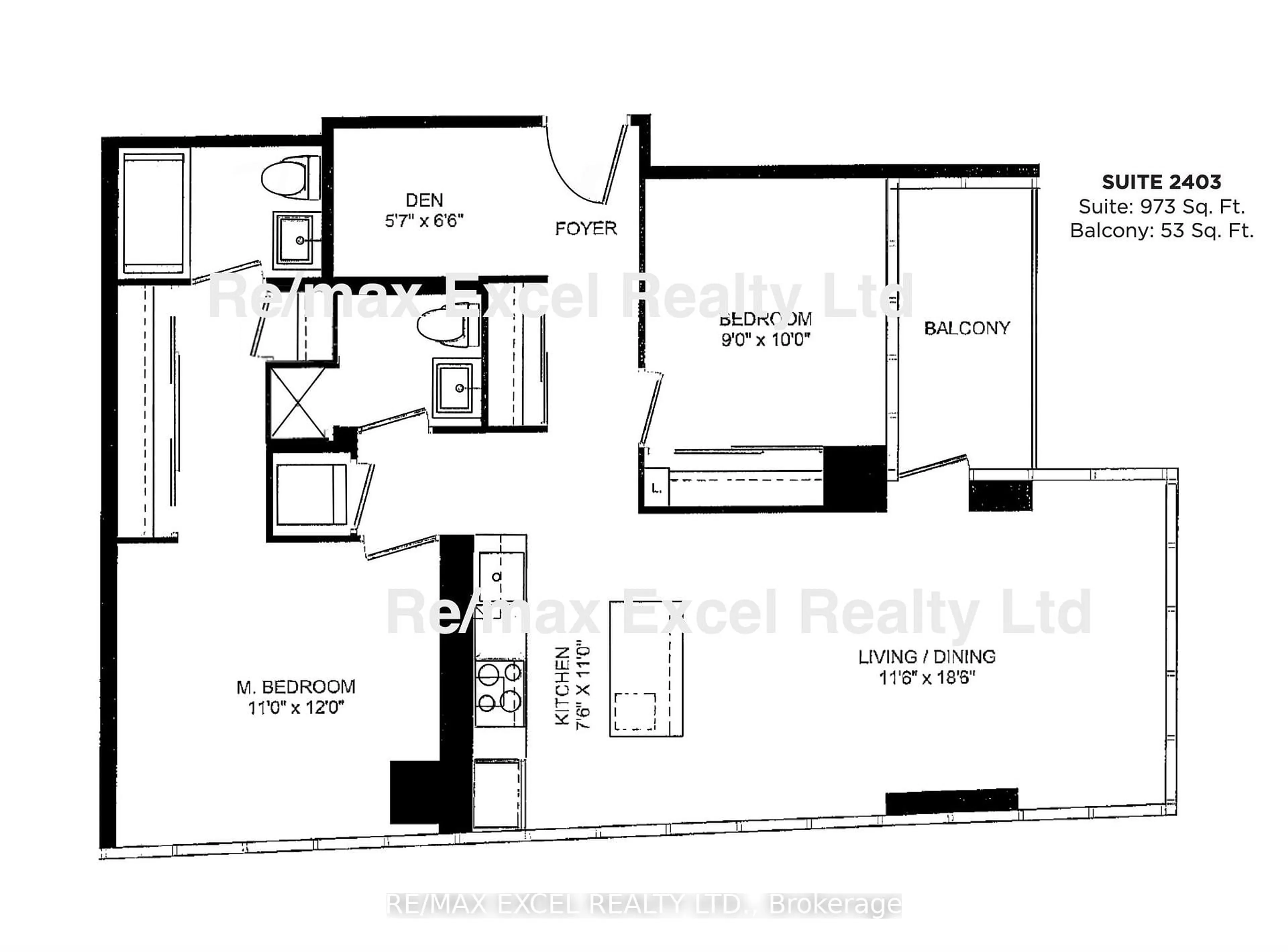 Floor plan for 11 Bogert Ave #2403, Toronto Ontario M2N 0H4