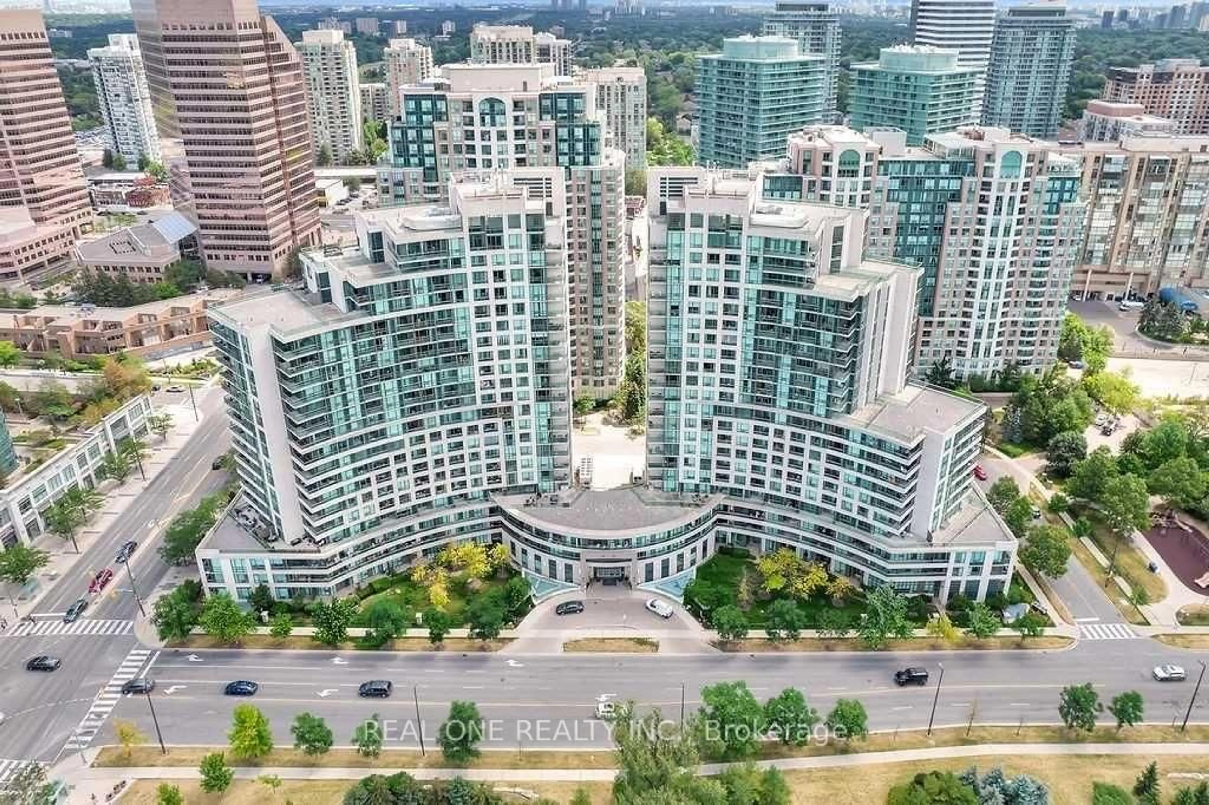 A pic from outside/outdoor area/front of a property/back of a property/a pic from drone, city buildings view from balcony for 503 Beecroft Rd #801, Toronto Ontario M2N 0A2