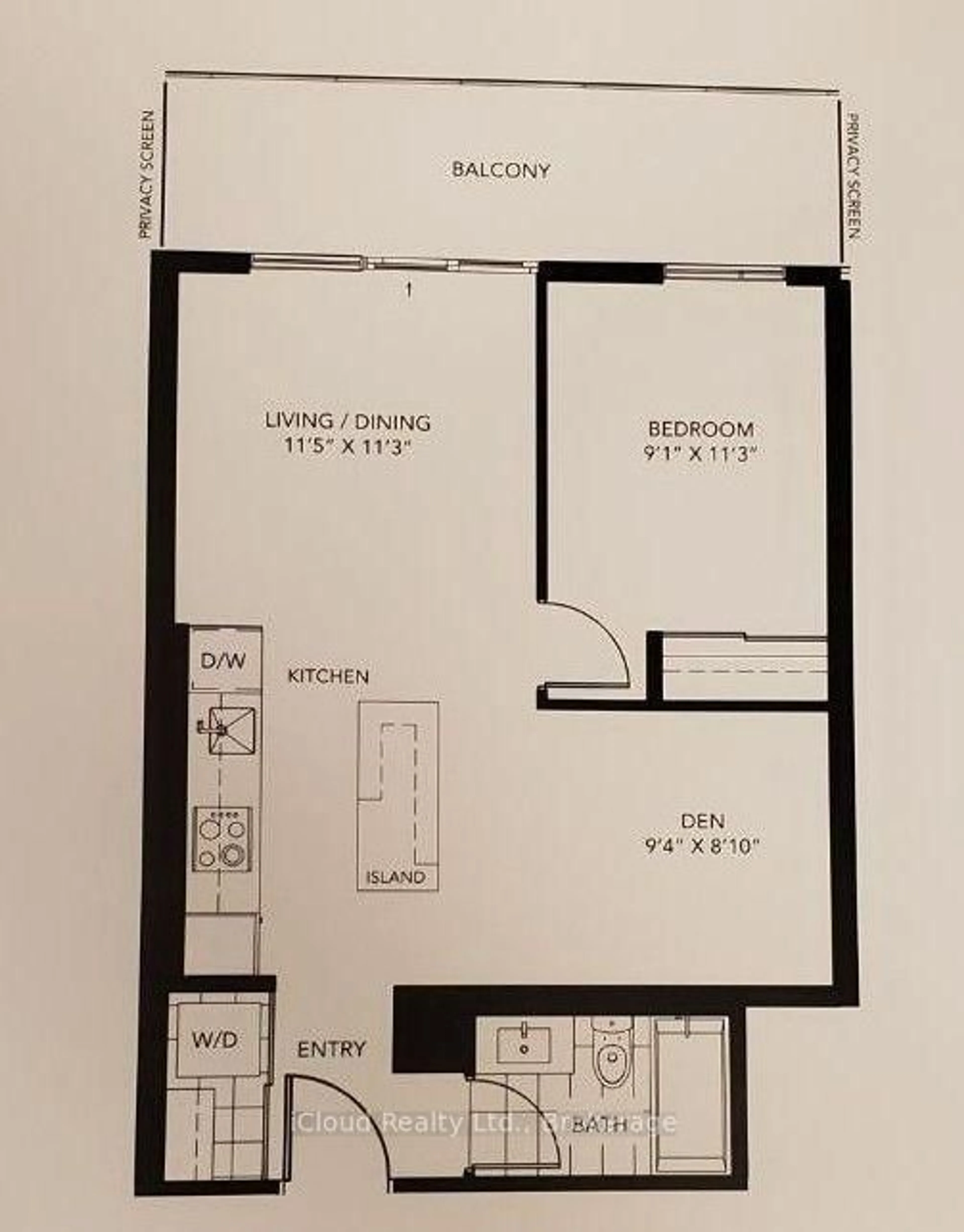 Floor plan for 20 Tubman Ave #1906, Toronto Ontario M5A 0M5