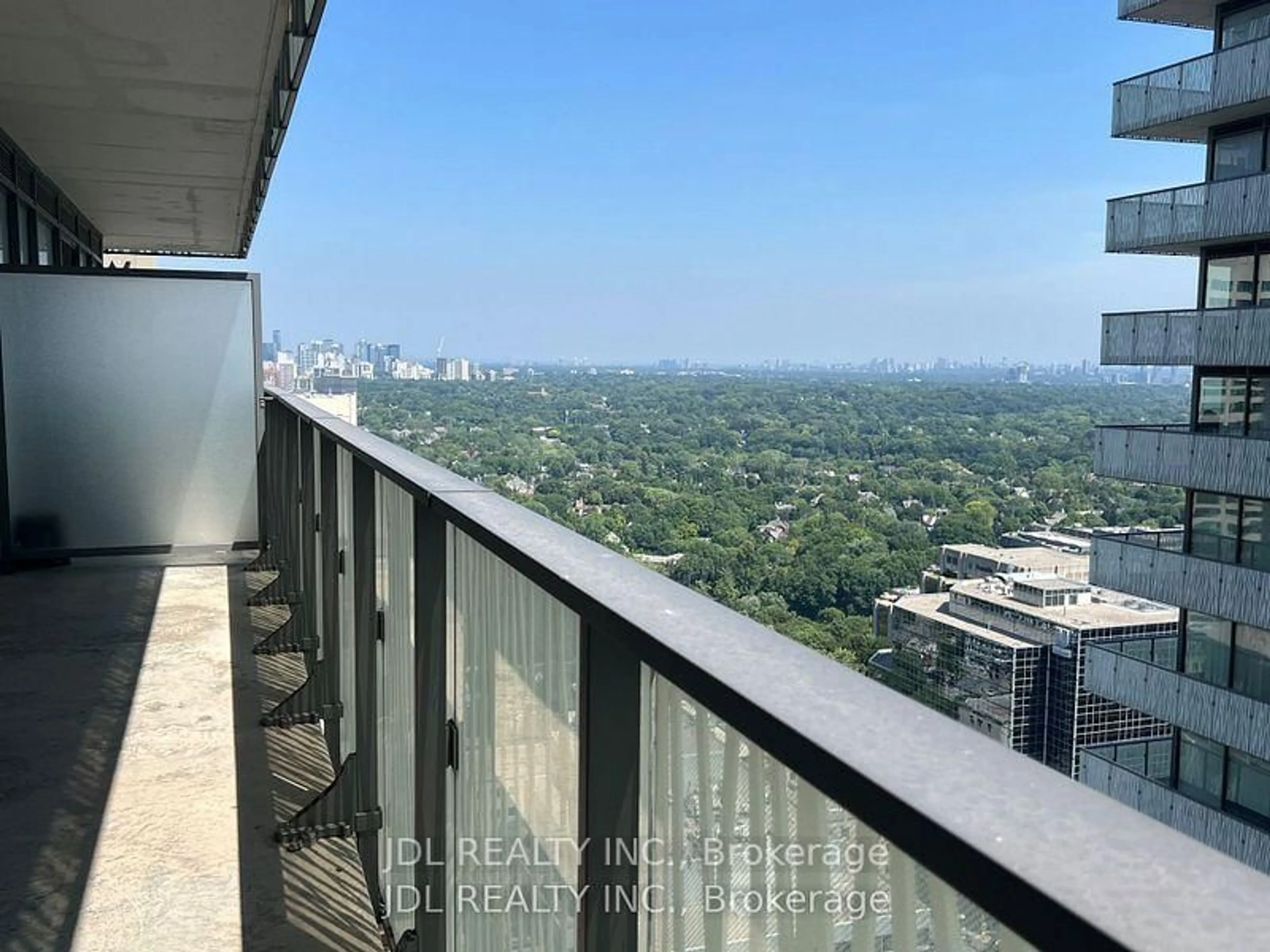 Balcony in the apartment, city buildings view from balcony for 42 Charles St #3609, Toronto Ontario M4Y 1T4