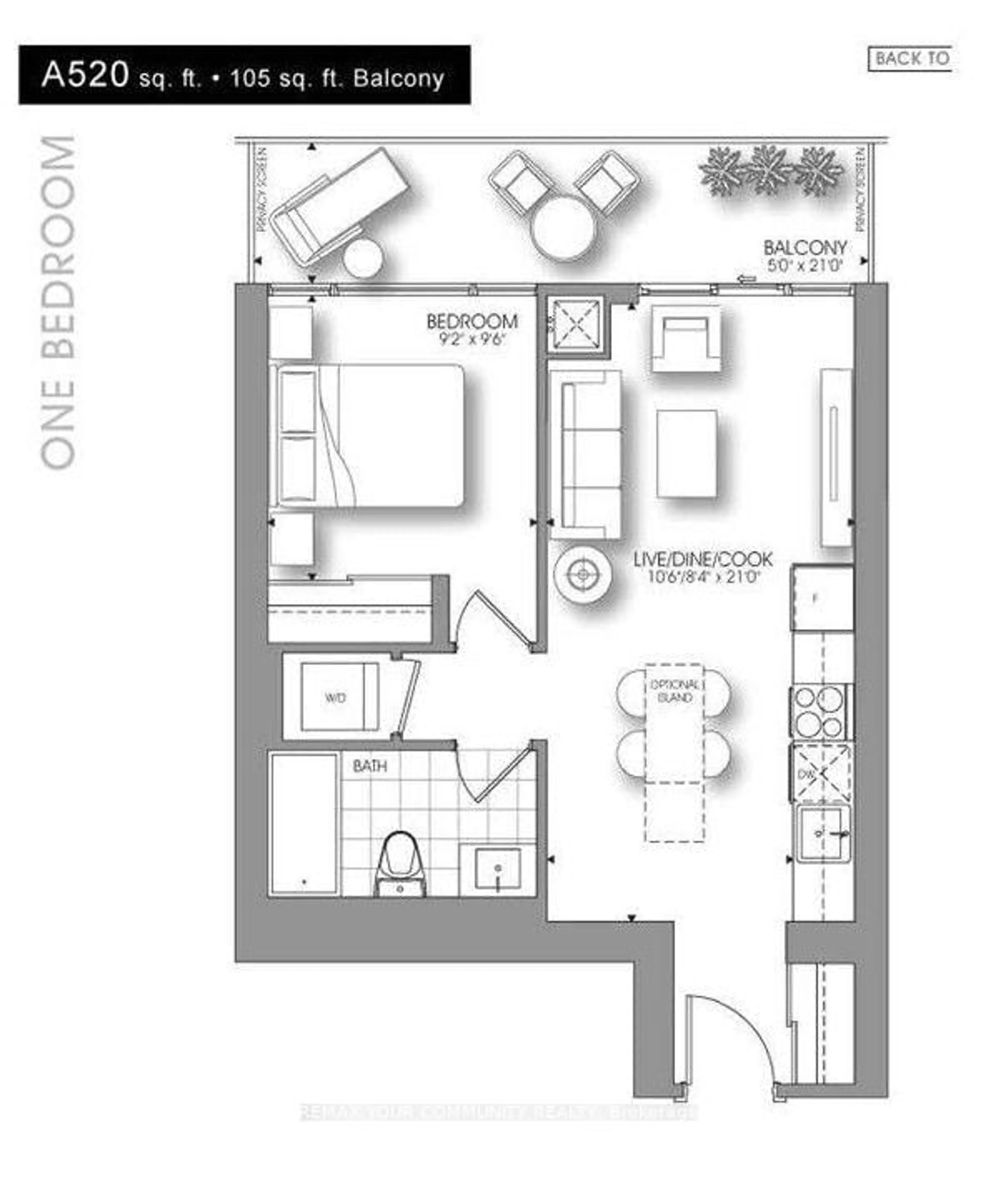 Floor plan for 105 George St #501, Toronto Ontario M5A 2N4