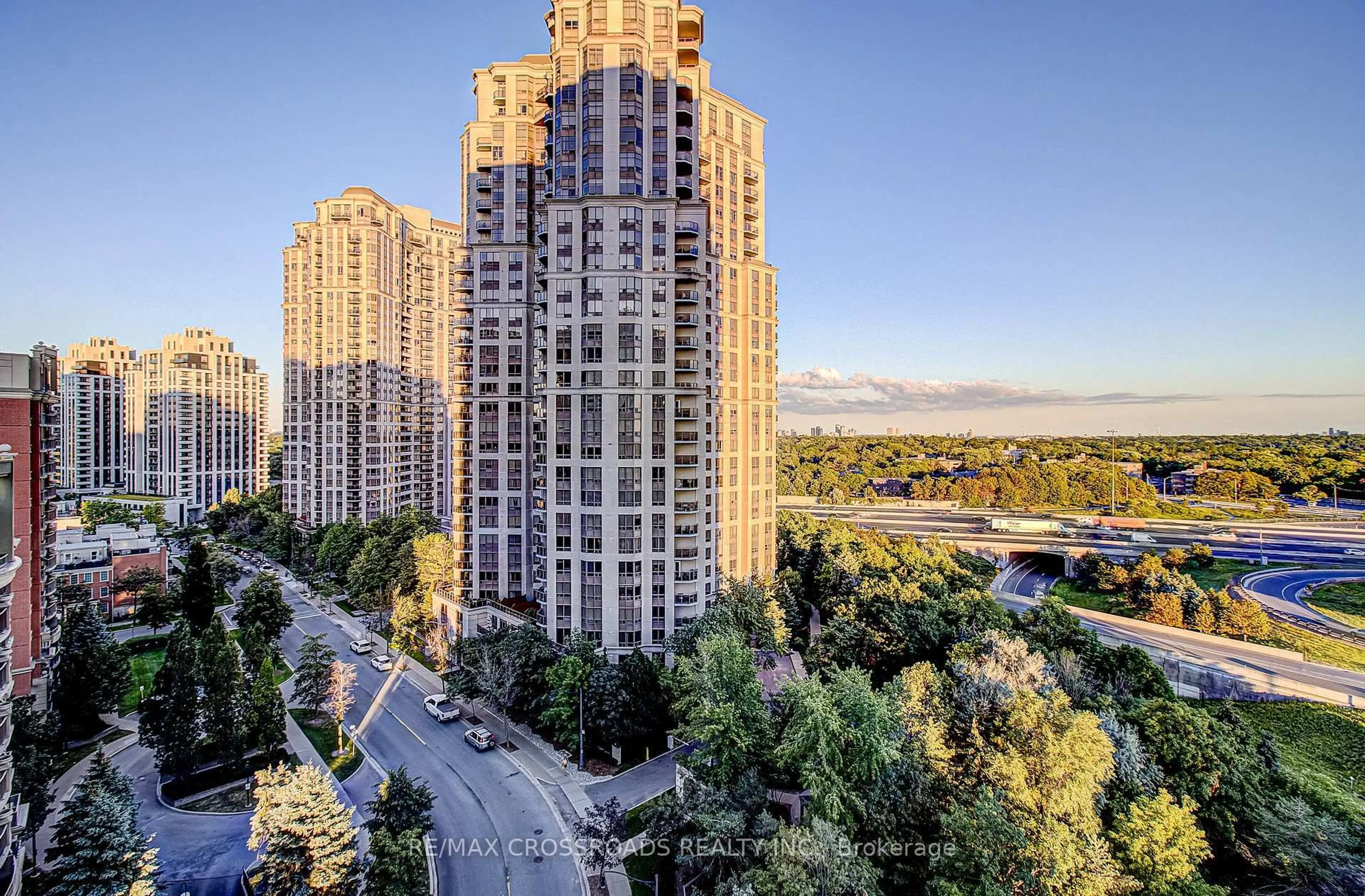 A pic from outside/outdoor area/front of a property/back of a property/a pic from drone, city buildings view from balcony for 30 Harrison Garden Blvd #1512, Toronto Ontario M2N 7A9