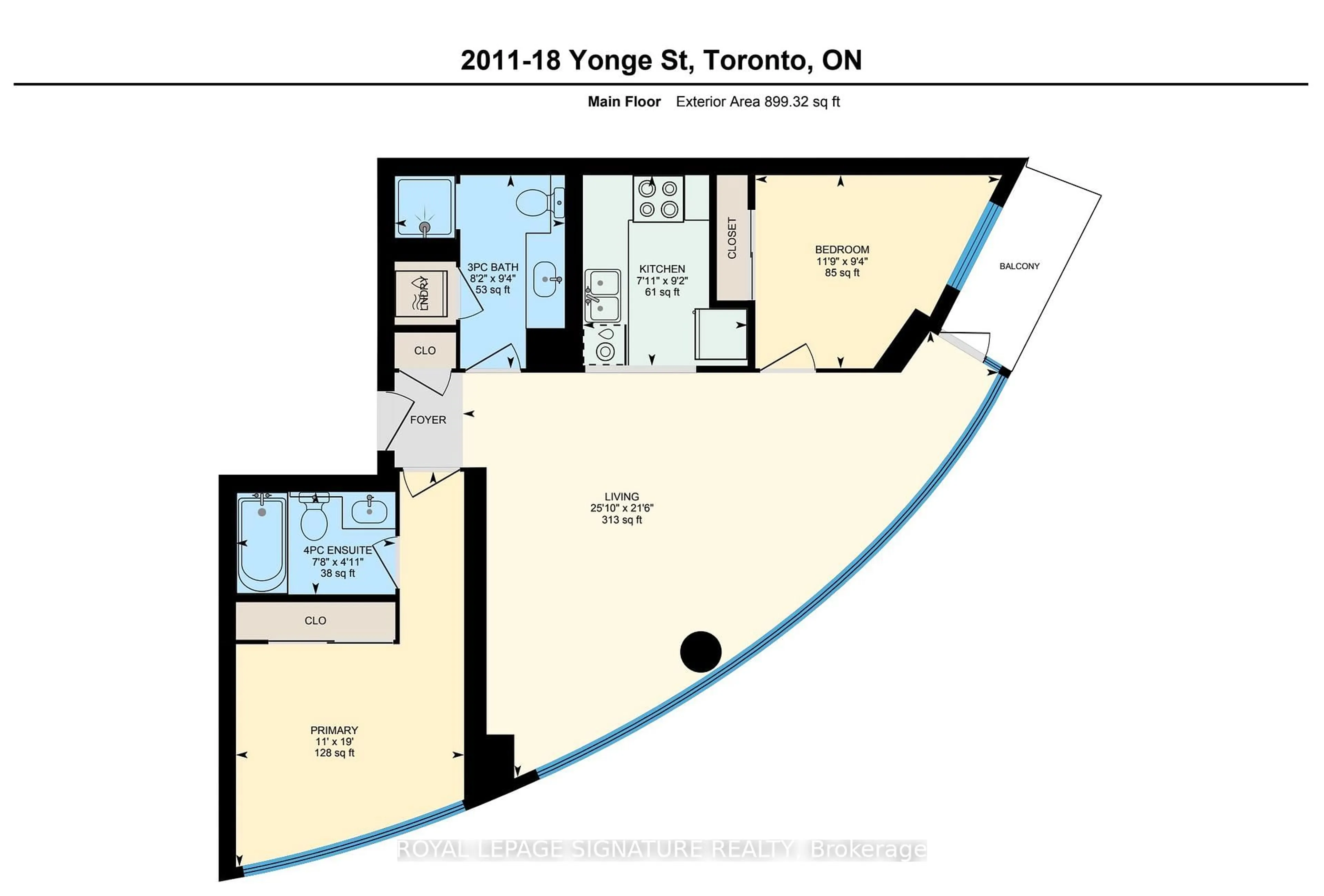 Floor plan for 18 Yonge St #2011, Toronto Ontario M5E 1Z8