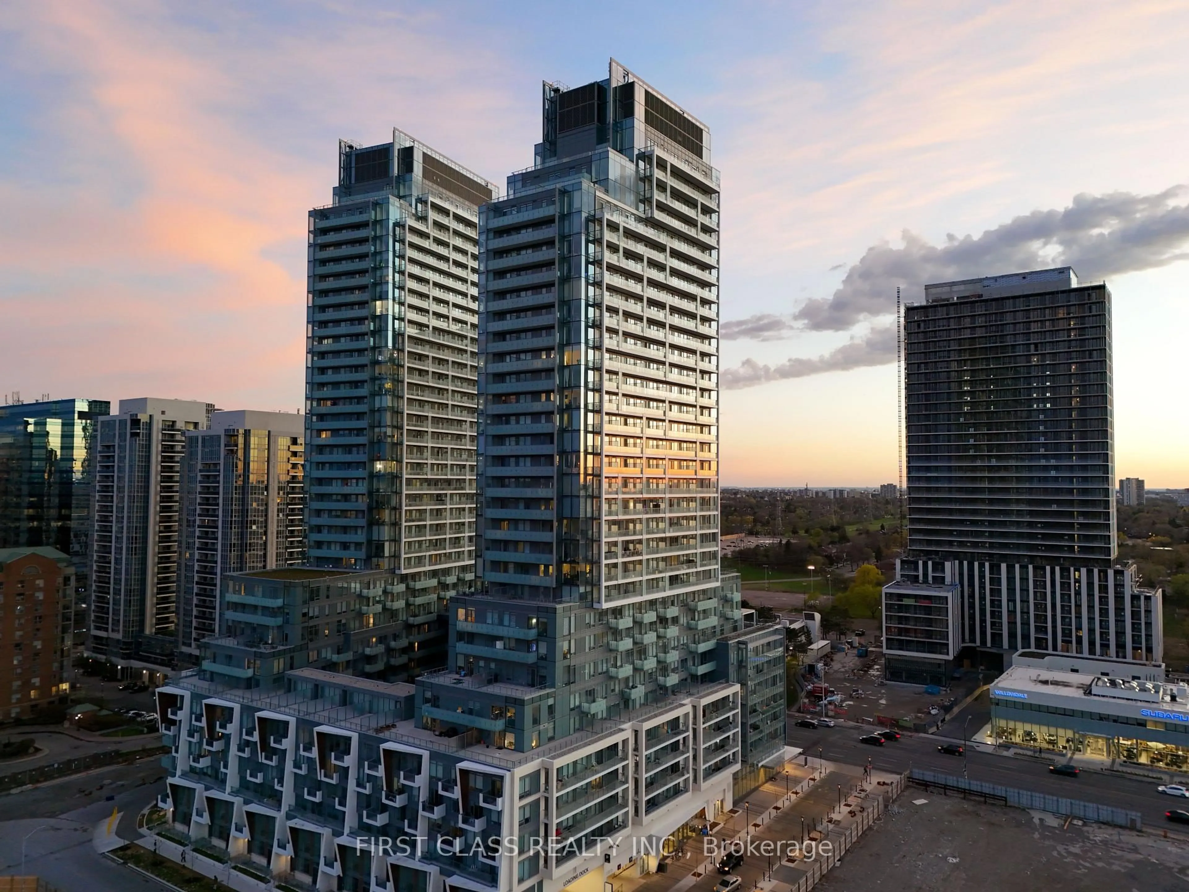 A pic from outside/outdoor area/front of a property/back of a property/a pic from drone, city buildings view from balcony for 8 Olympic Garden Dr #S3401, Toronto Ontario M2M 0B9