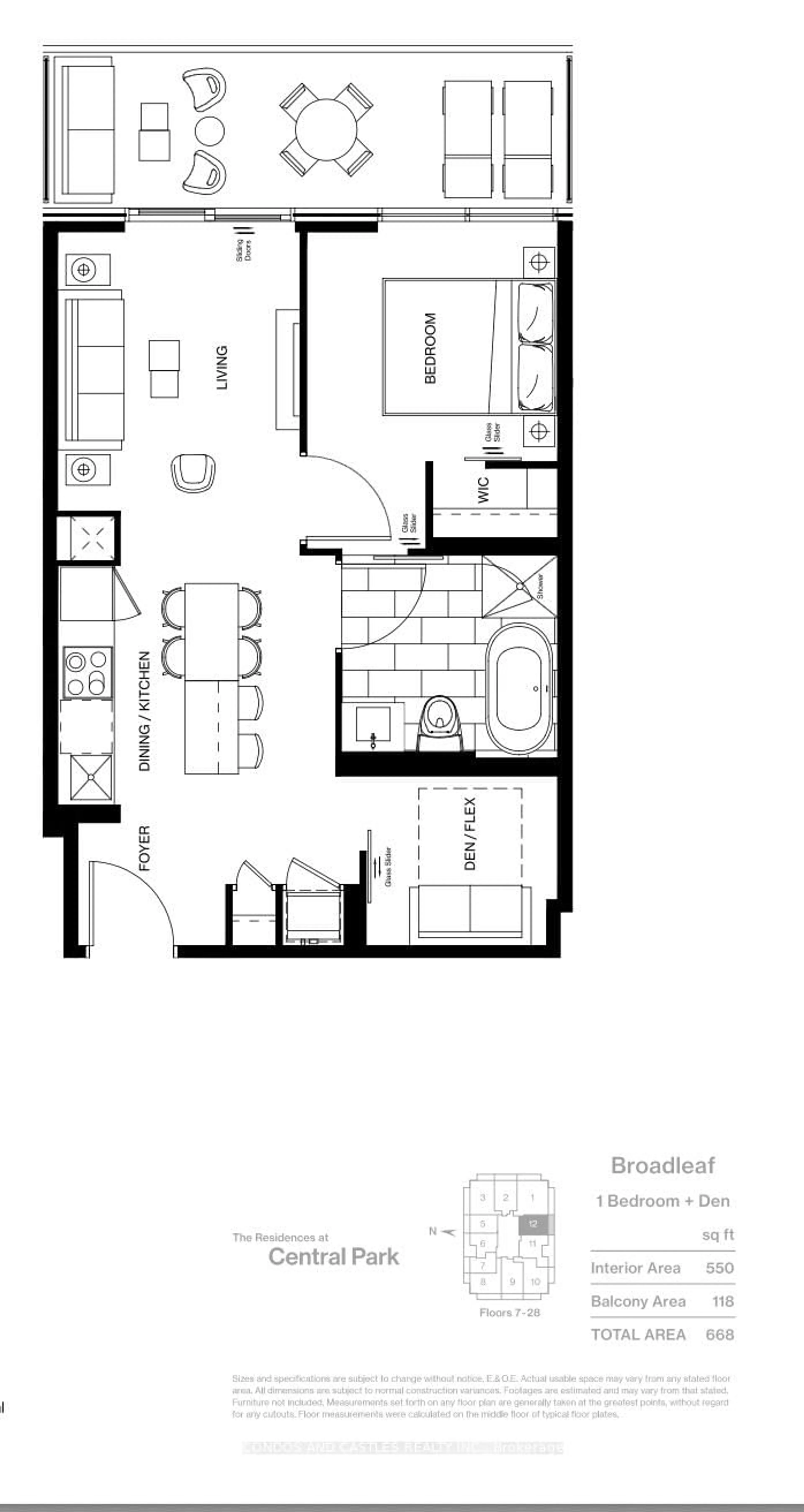 Floor plan for 29 Green Trail Crt #2012, Toronto Ontario M2K 0J9