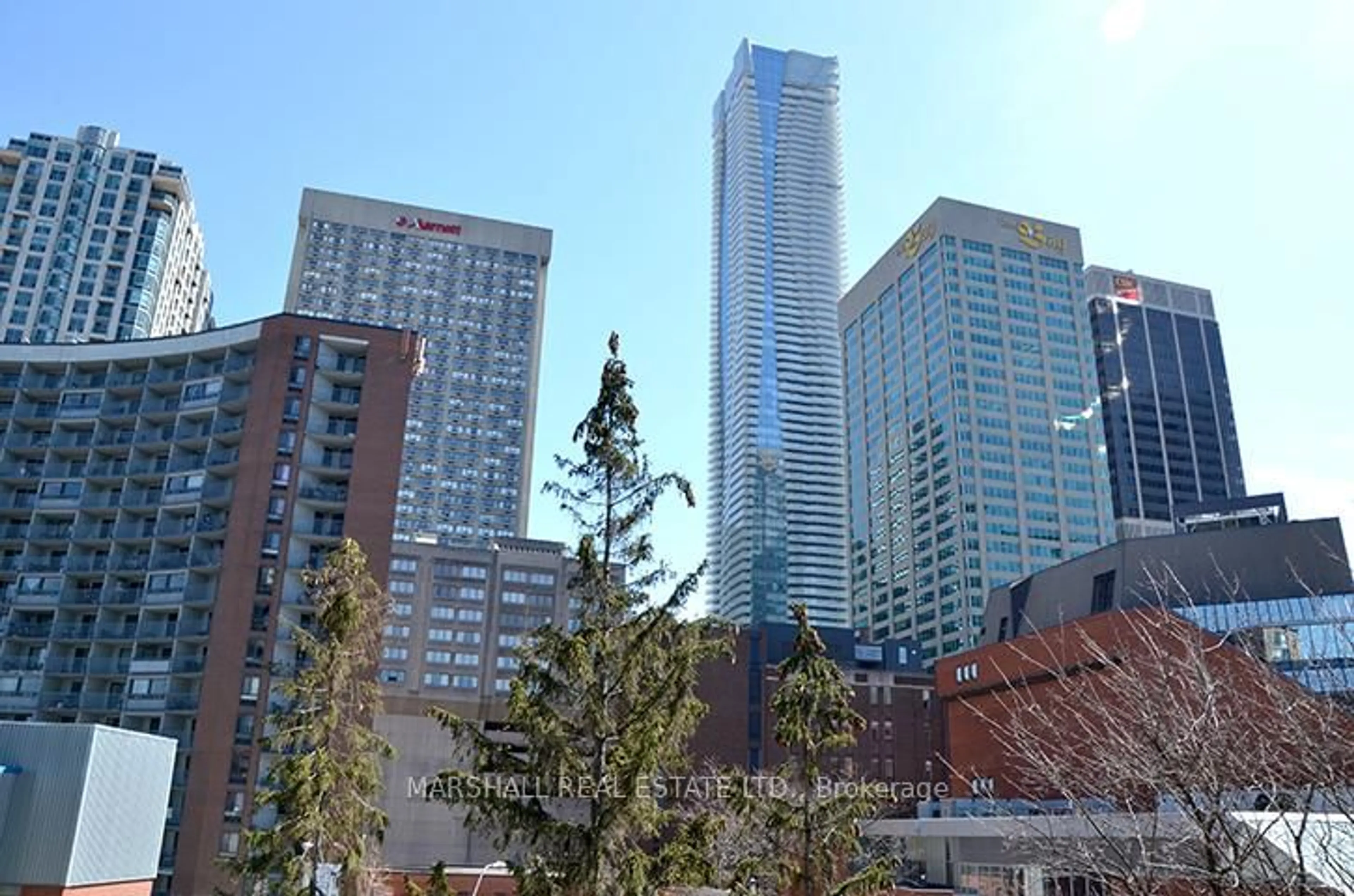 Patio, city buildings view from balcony for 66 Collier St #4A, Toronto Ontario M4W 1L9