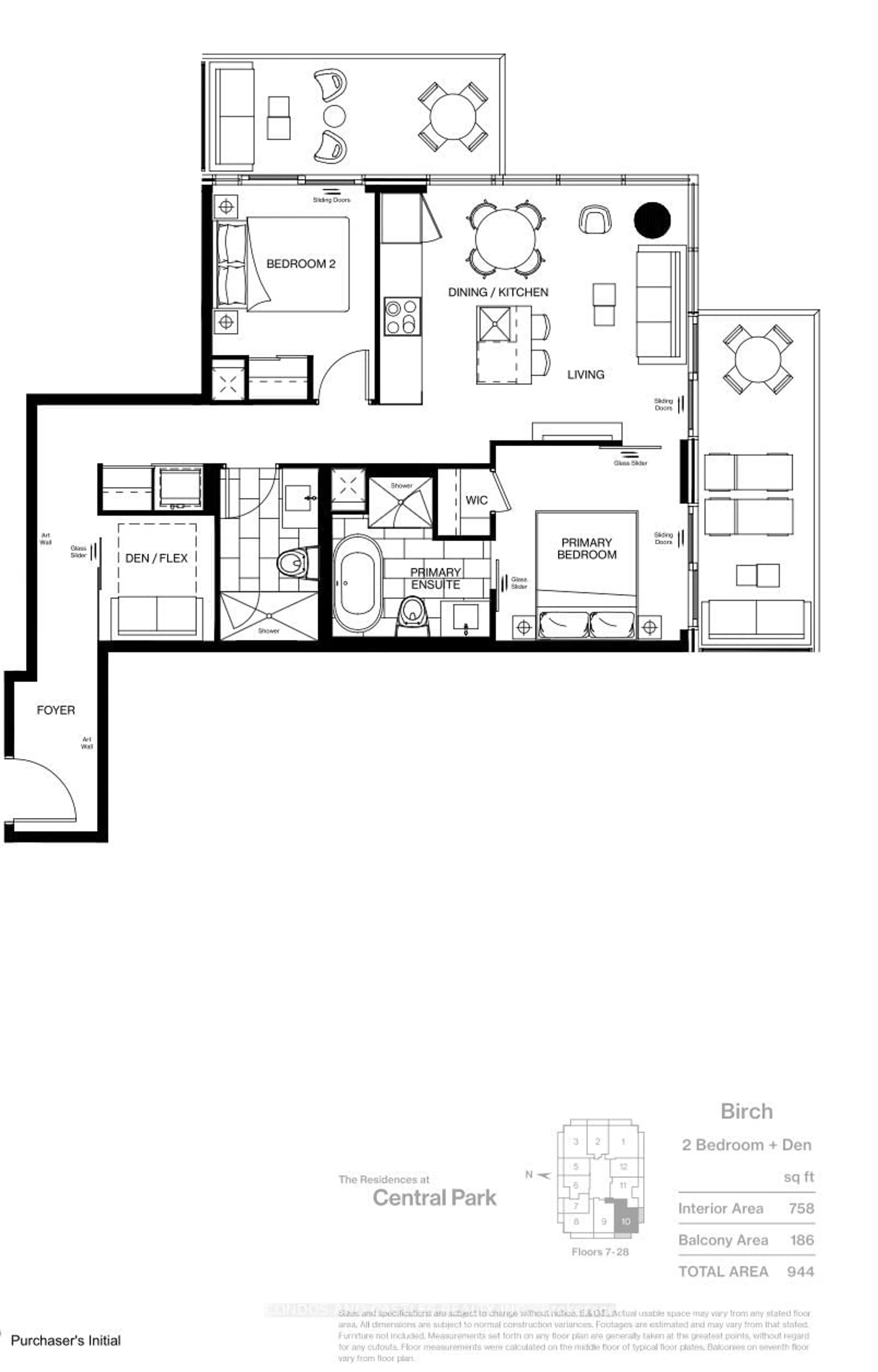 Floor plan for 29 Green Trail Crt #2610, Toronto Ontario M2K 0J9
