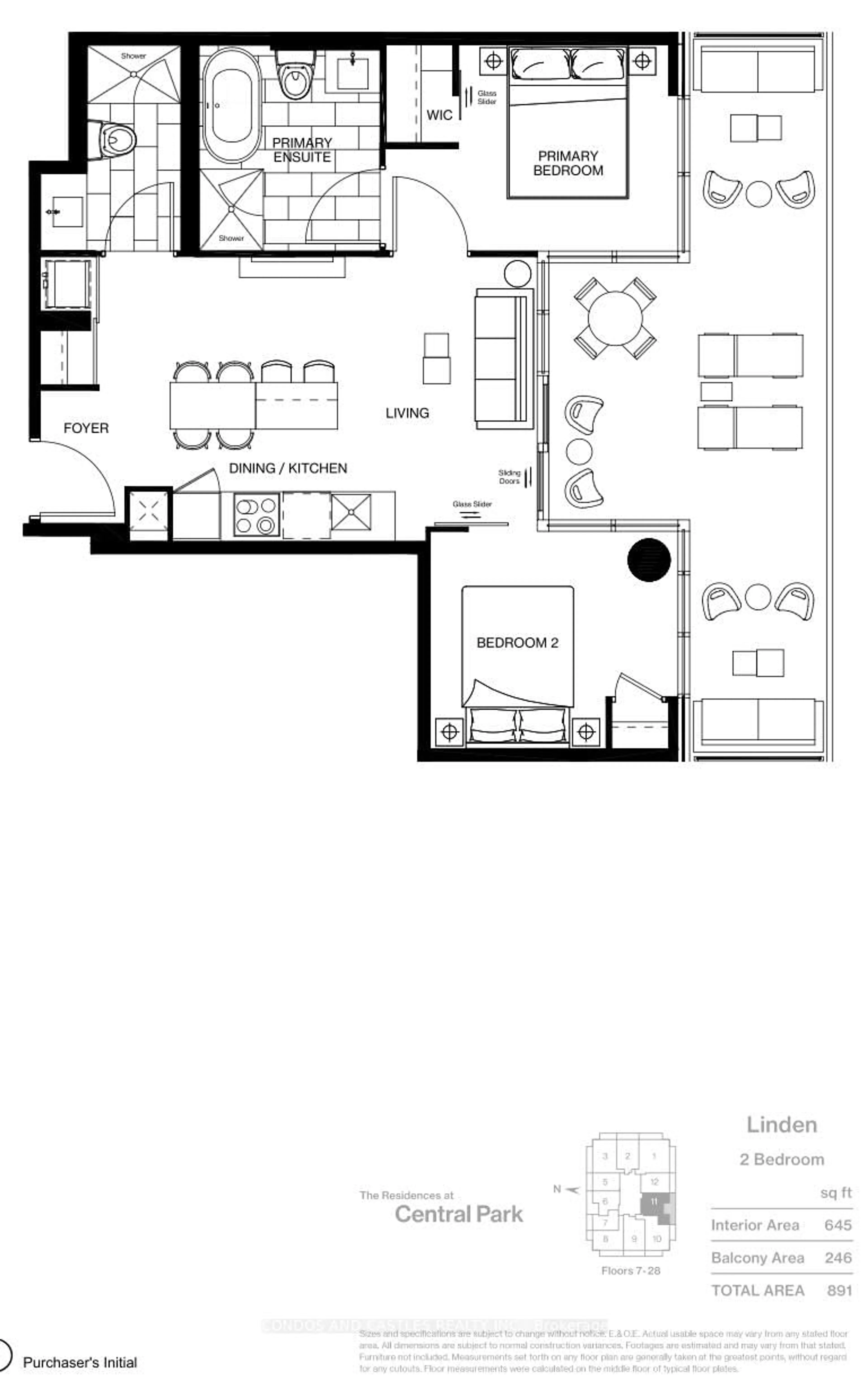Floor plan for 29 Green Trail Crt #1511, Toronto Ontario M2K 0J9