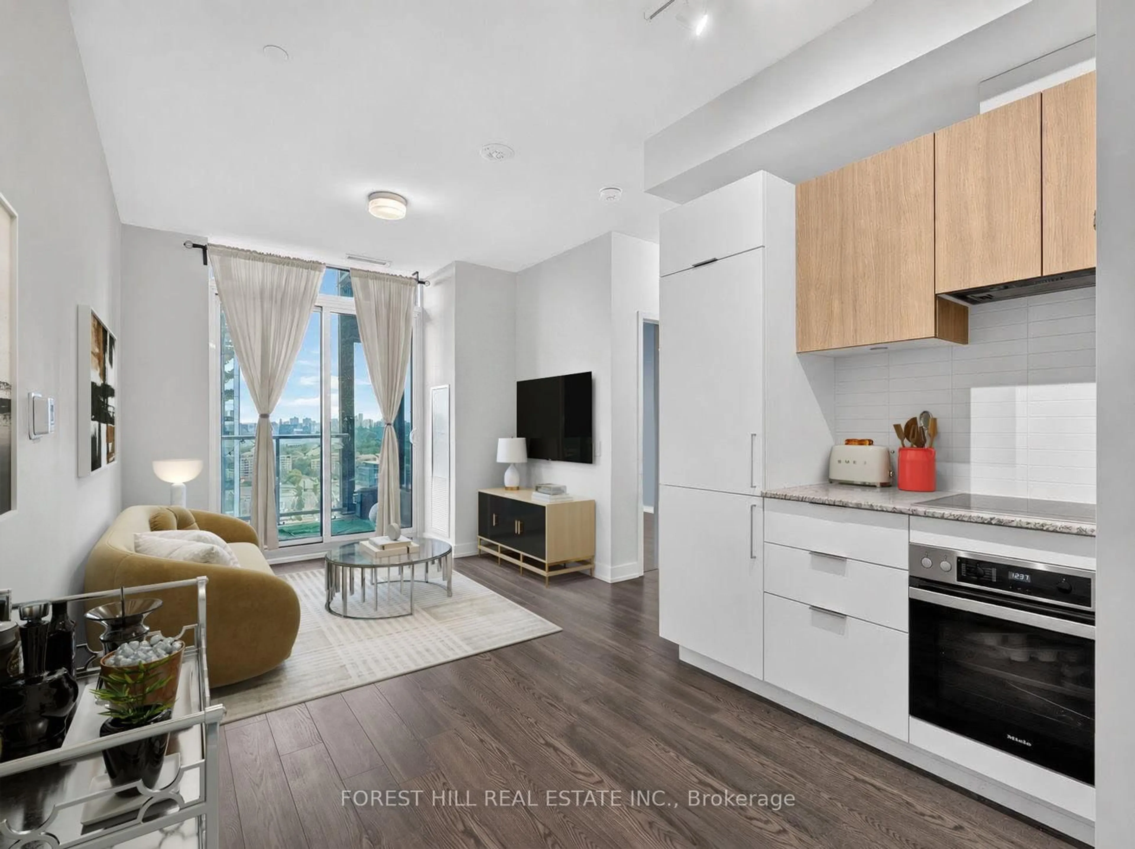 Open concept kitchen, wood/laminate floor for 20 O'Neill Rd #1617, Toronto Ontario M3C 0R2