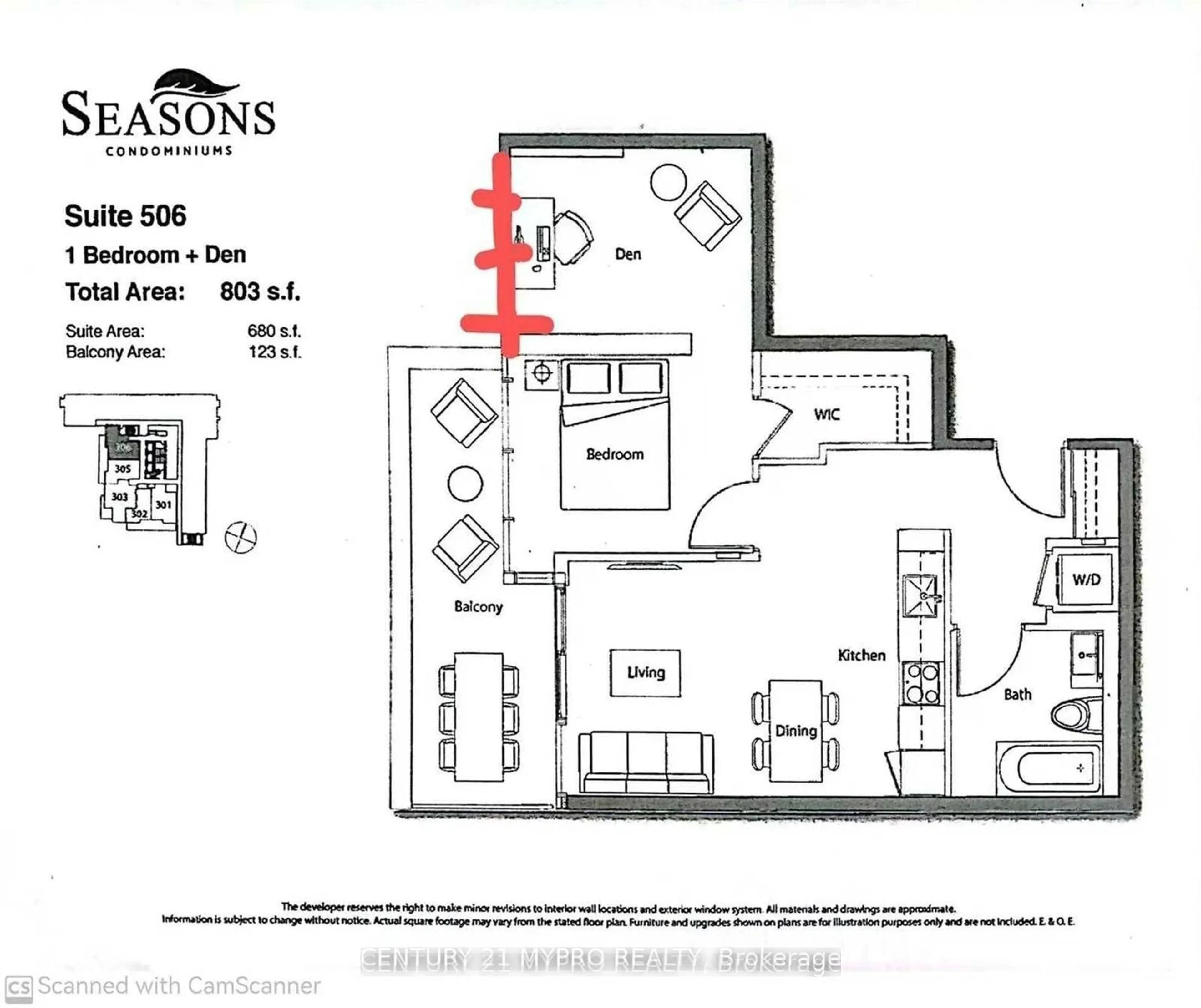 Floor plan for 95 Mcmahon Dr #506, Toronto Ontario M2K 0H2