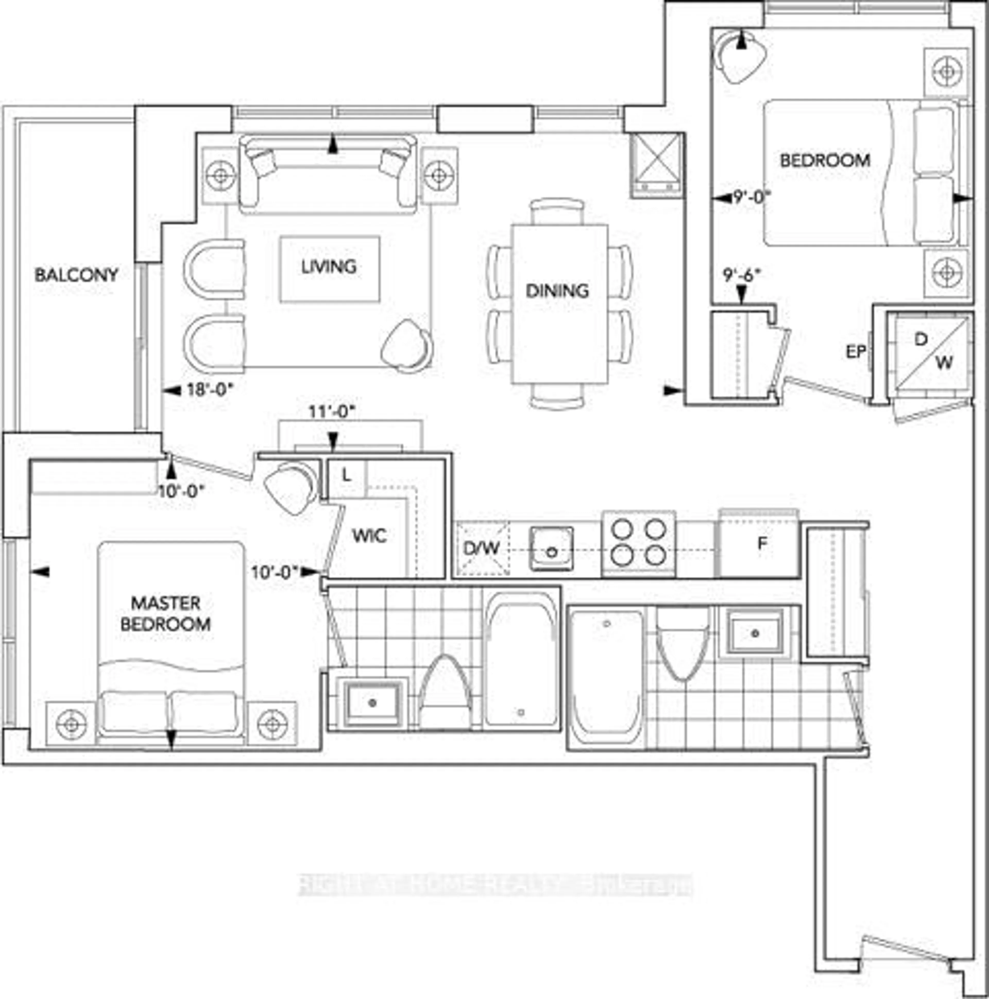 Floor plan for 18 Graydon Hall Dr #1509, Toronto Ontario M3A 2Z9