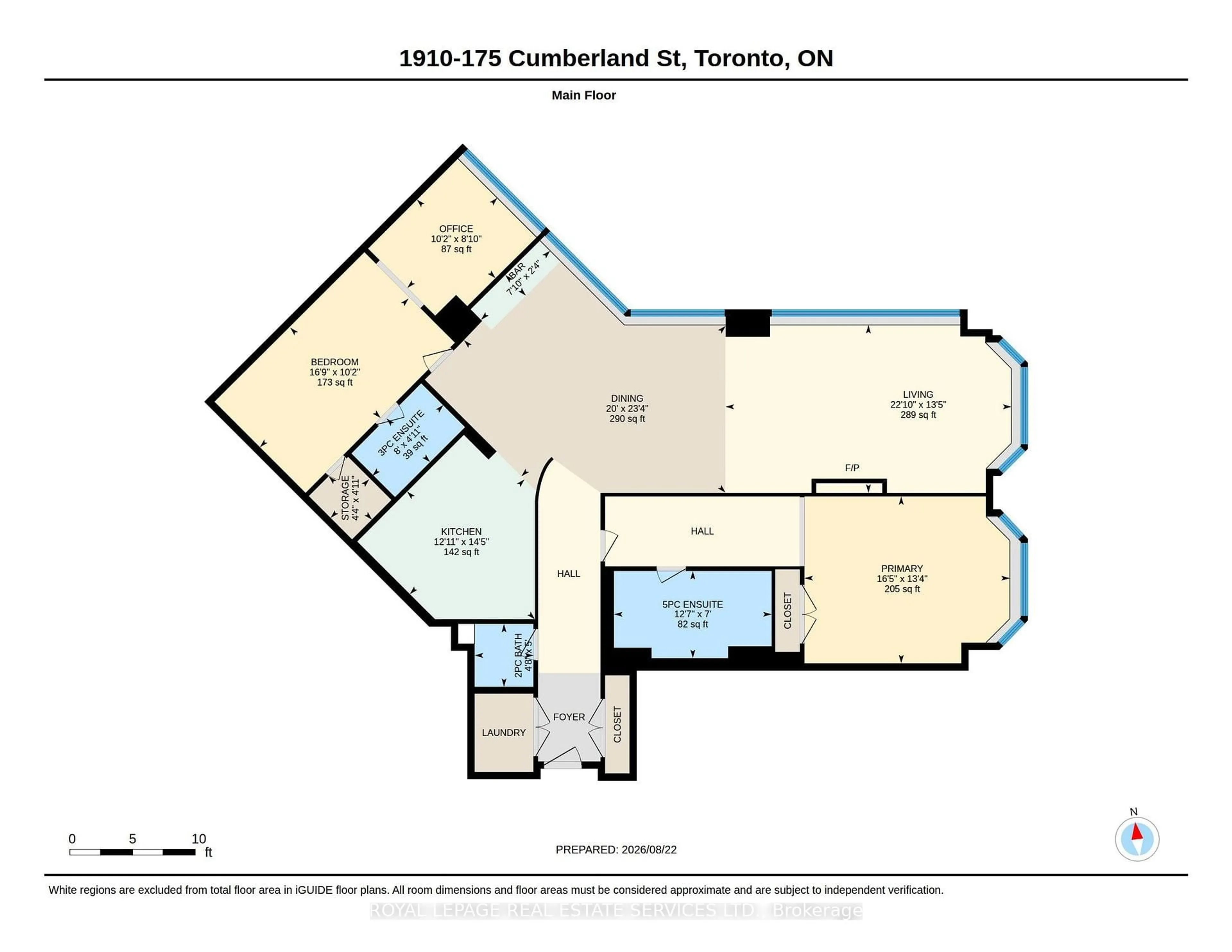Floor plan for 175 Cumberland Estates #1910, Toronto Ontario M5R 3M9