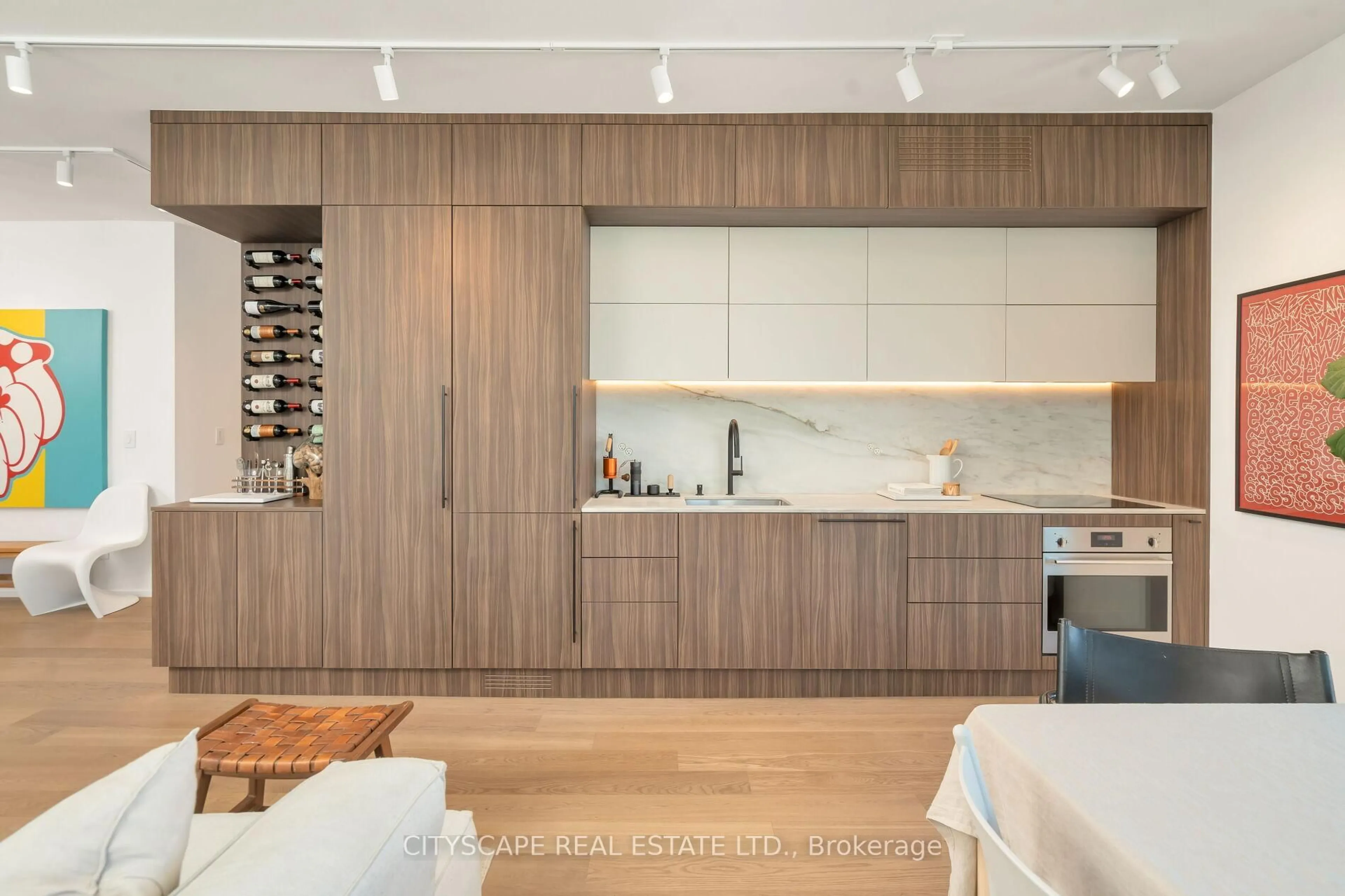 Contemporary kitchen, wood/laminate floor for 55 East Liberty St #1704, Toronto Ontario M6K 3P9