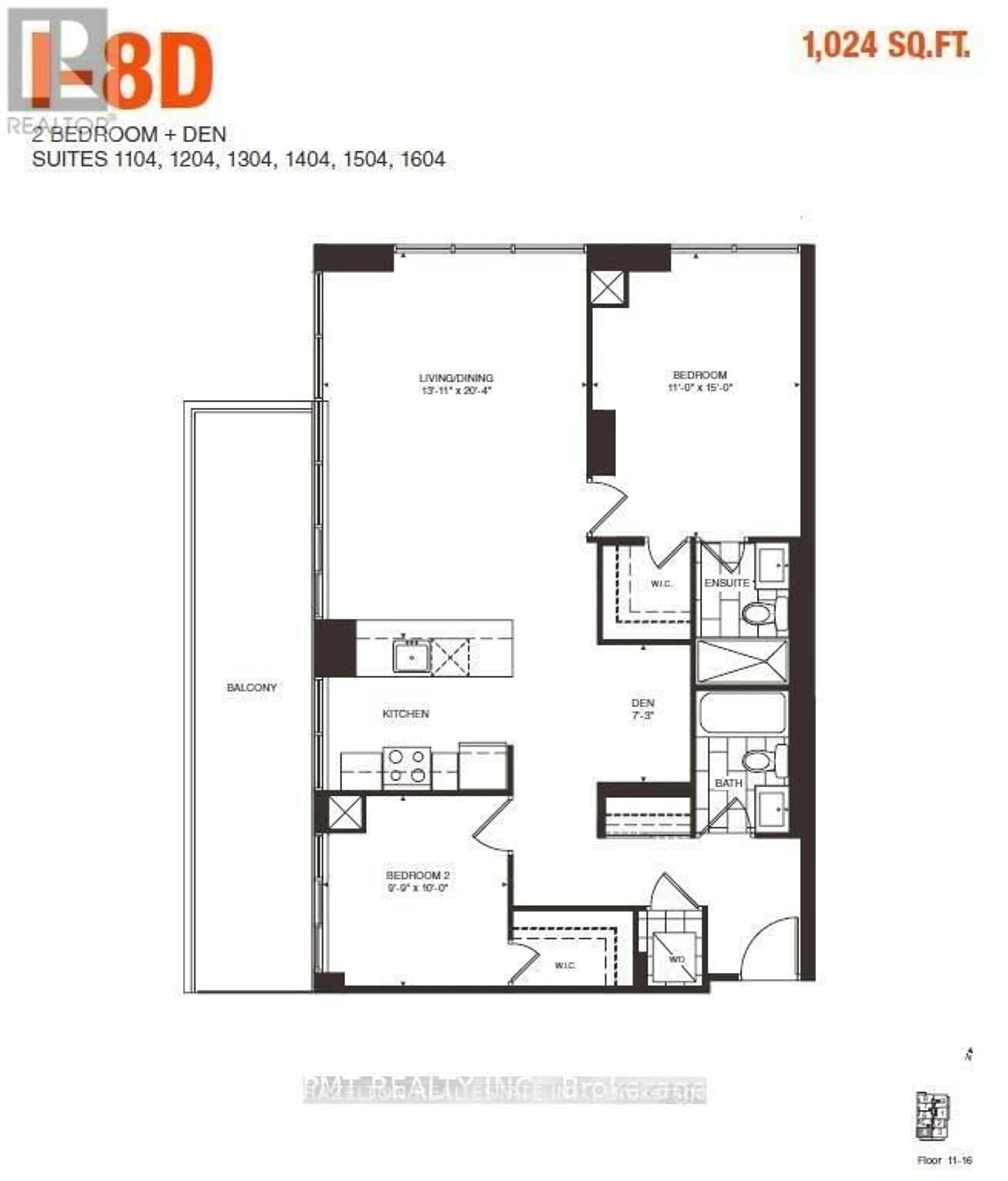 Floor plan for 1603 Eglinton Ave #1304, Toronto Ontario M6E 0A1