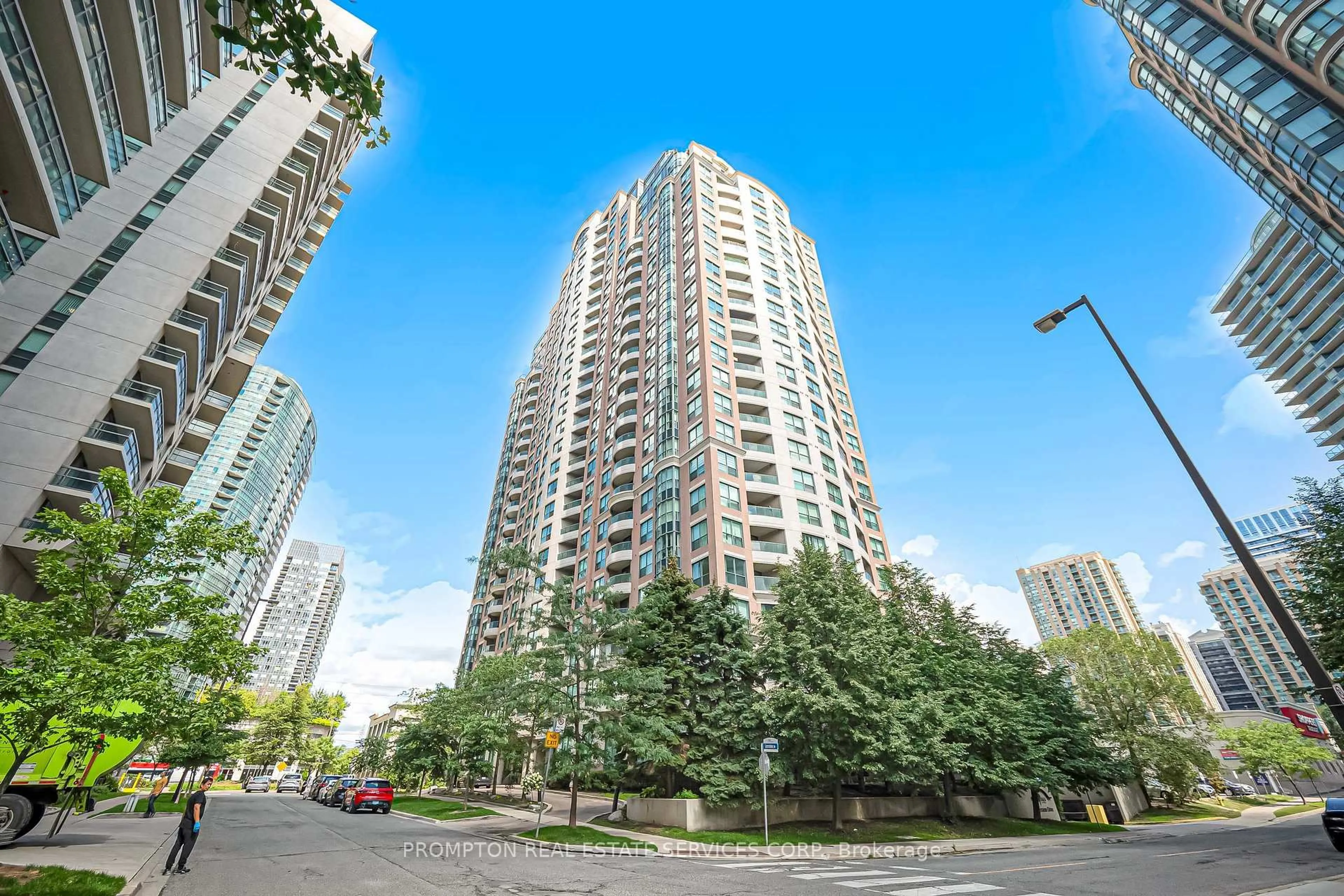 Patio, city buildings view from balcony for 7 Lorraine Dr #807, Toronto Ontario M2N 7H2