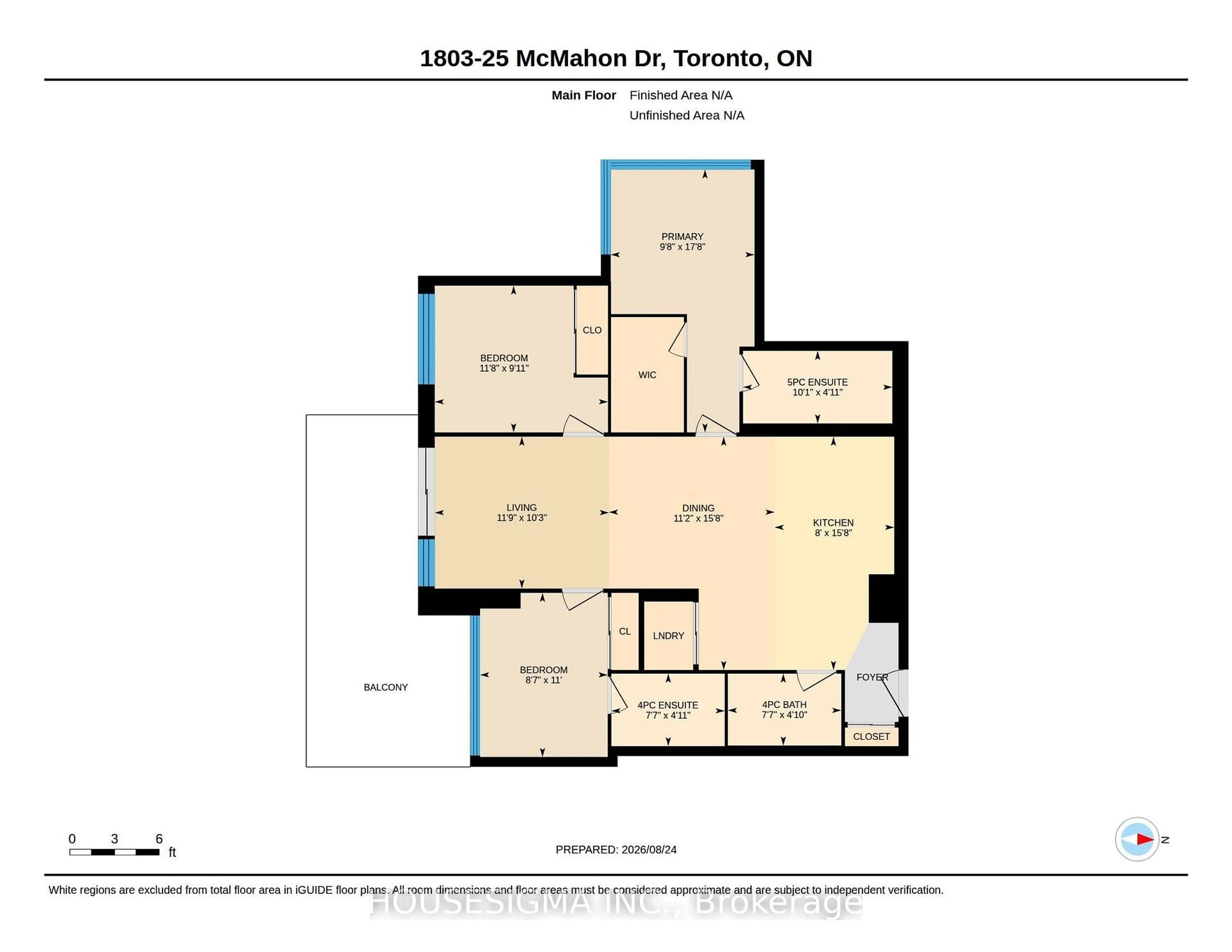 Floor plan for 25 McMahon Dr #1803, Toronto Ontario M2K 0J1