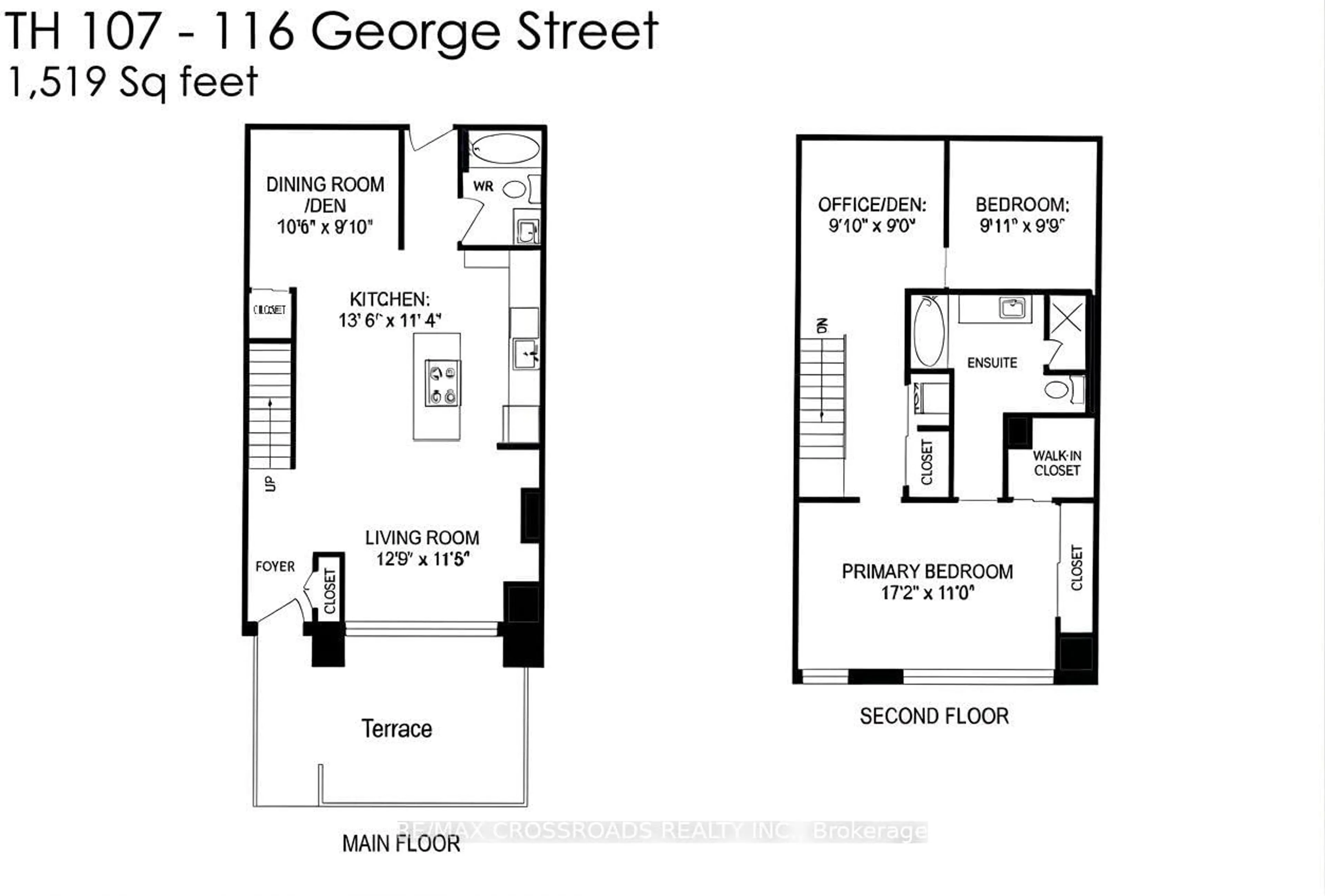 Floor plan for 116 George St #107, Toronto Ontario M5A 3S2