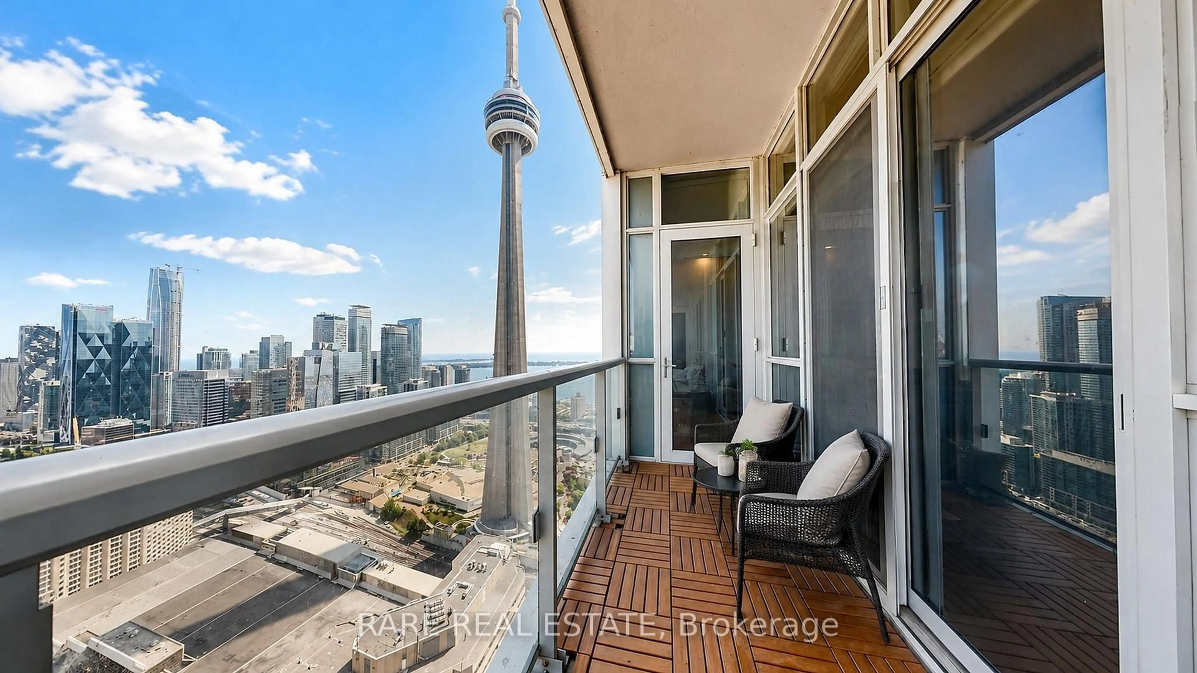 Balcony in the apartment, city buildings view from balcony for 300 Front St #4902, Toronto Ontario M5V 0E9