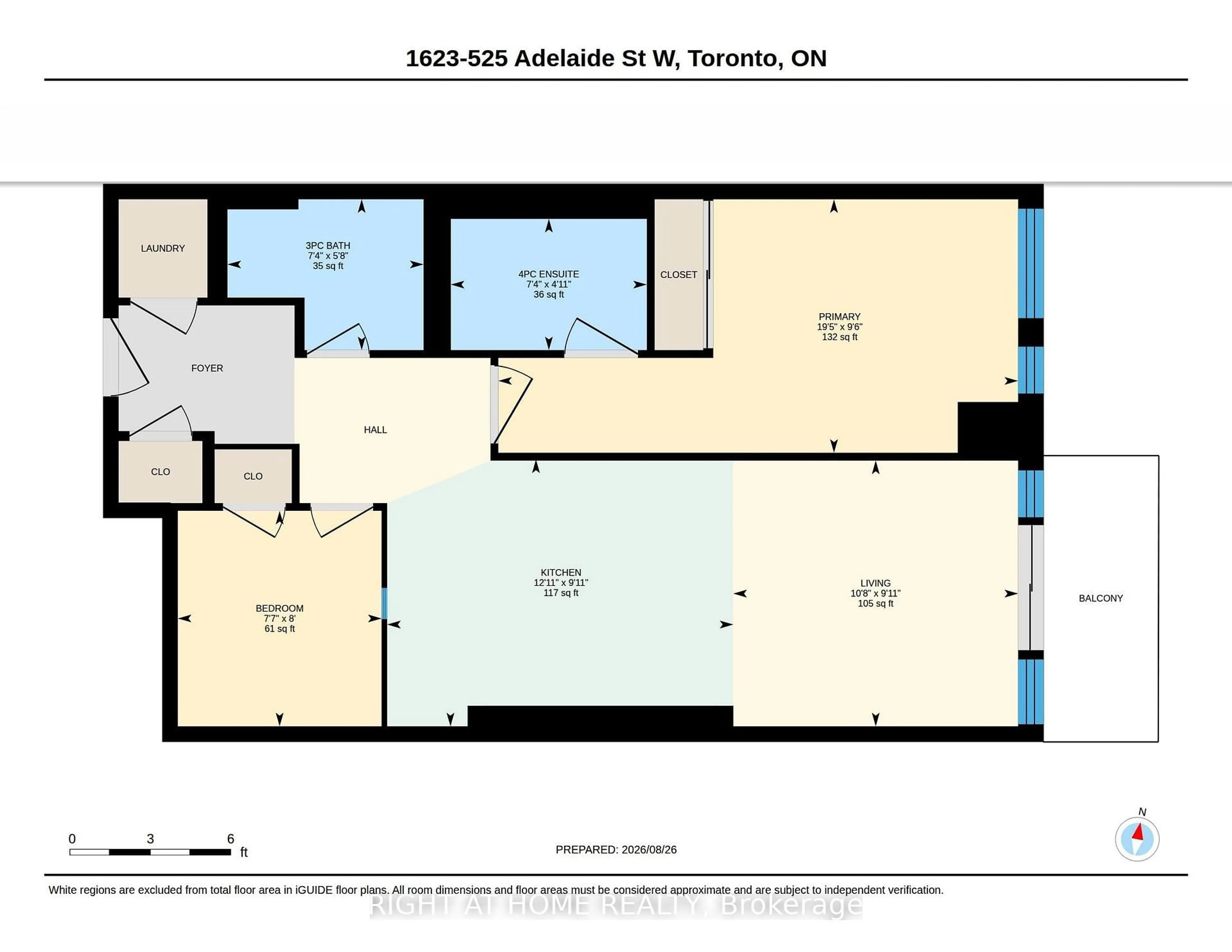 Floor plan for 525 Adelaide St #1623, Toronto Ontario M5V 0N7