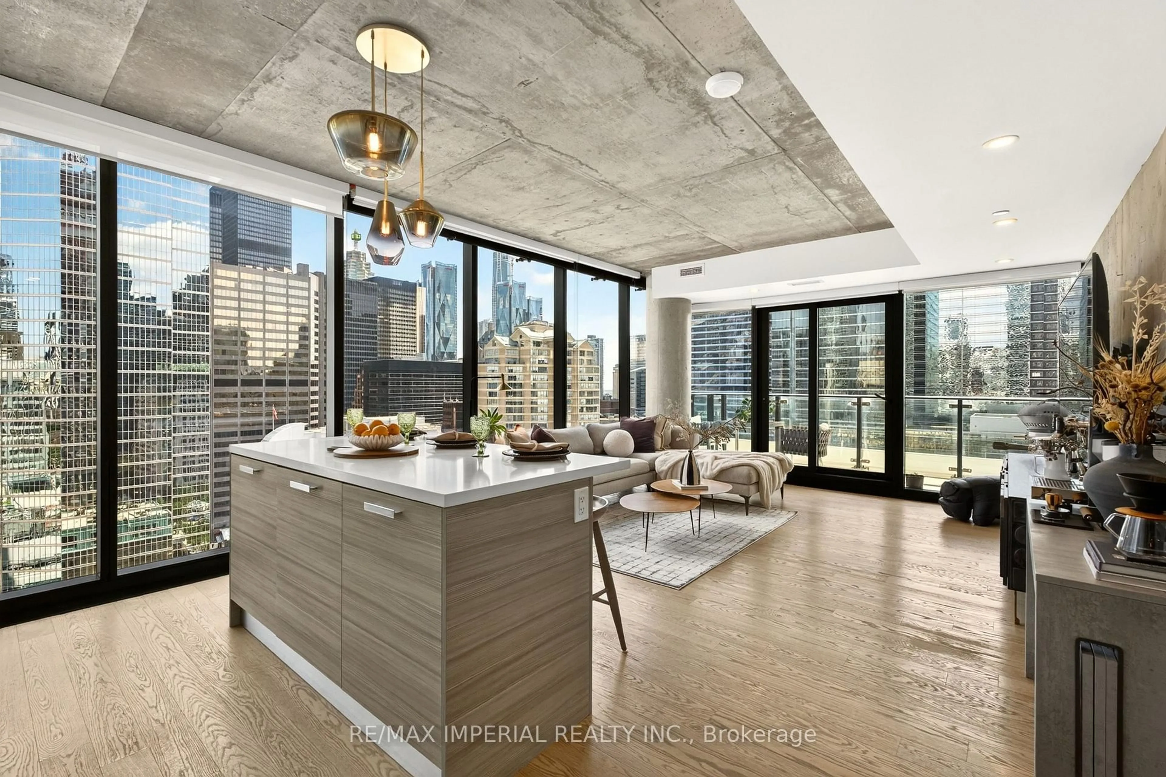 Open concept kitchen, cement floor for 224 King St #1804, Toronto Ontario M5H 0A6