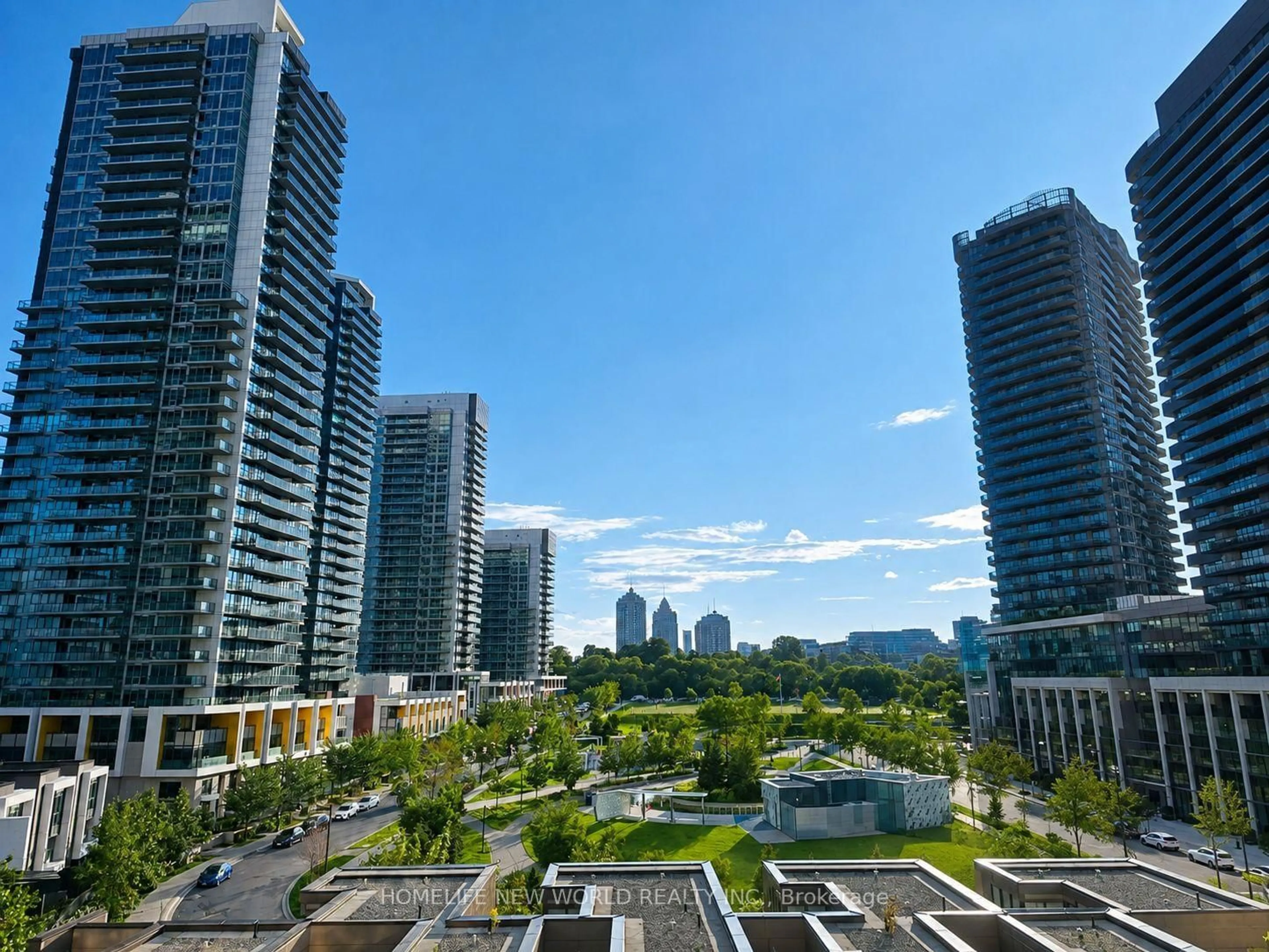 A pic from outside/outdoor area/front of a property/back of a property/a pic from drone, city buildings view from balcony for 121 Mcmahon Dr #811, Toronto Ontario M2K 0C1