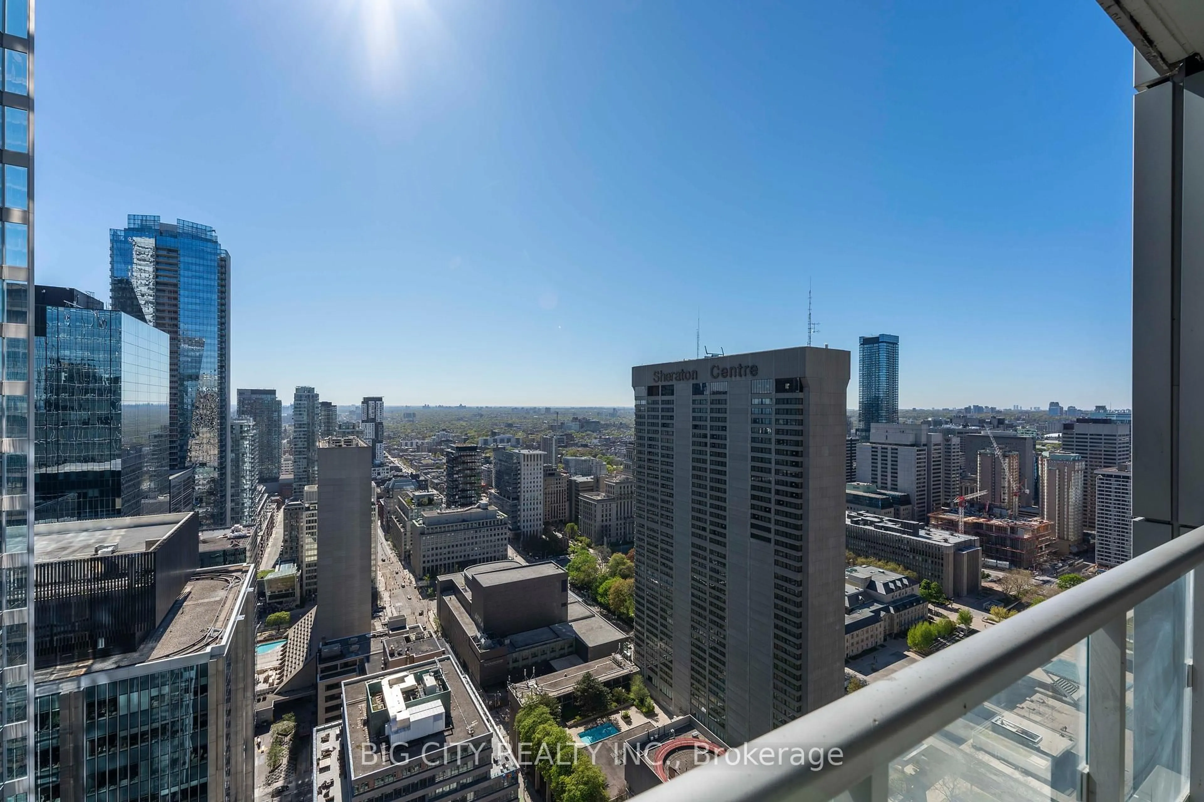 A pic from outside/outdoor area/front of a property/back of a property/a pic from drone, city buildings view from balcony for 70 Temperance St #4014, Toronto Ontario M5H 0B1