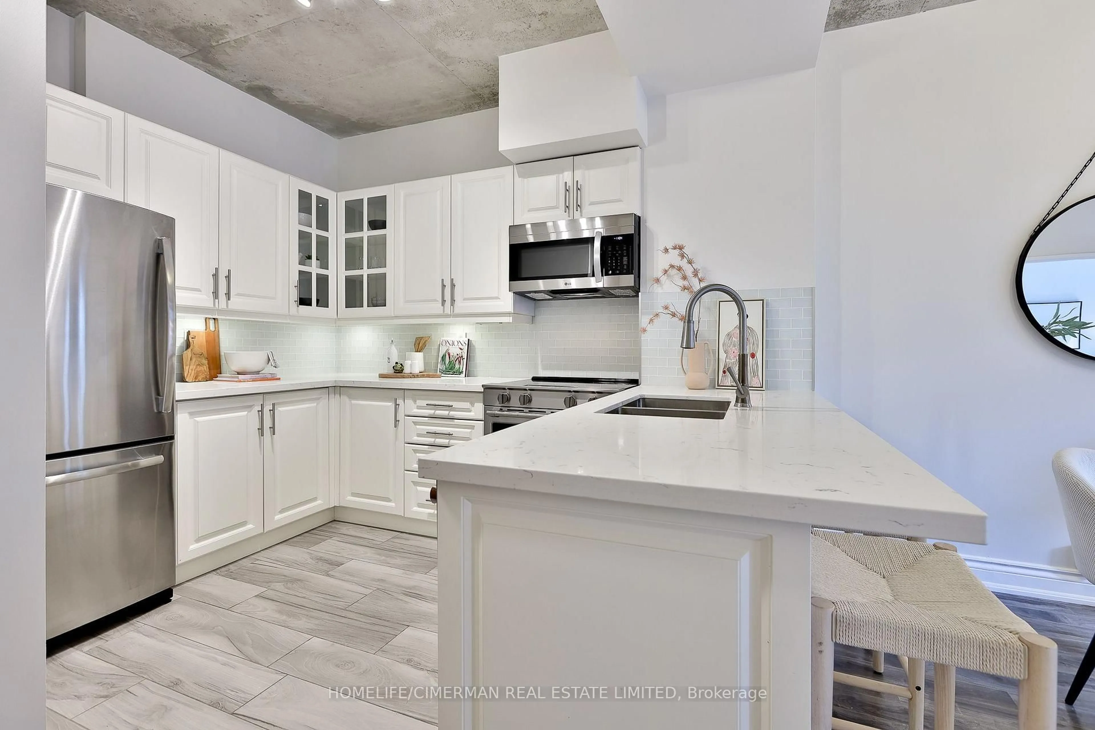 Contemporary kitchen, ceramic/tile floor for 36 Charlotte St #503, Toronto Ontario M5V 3P7