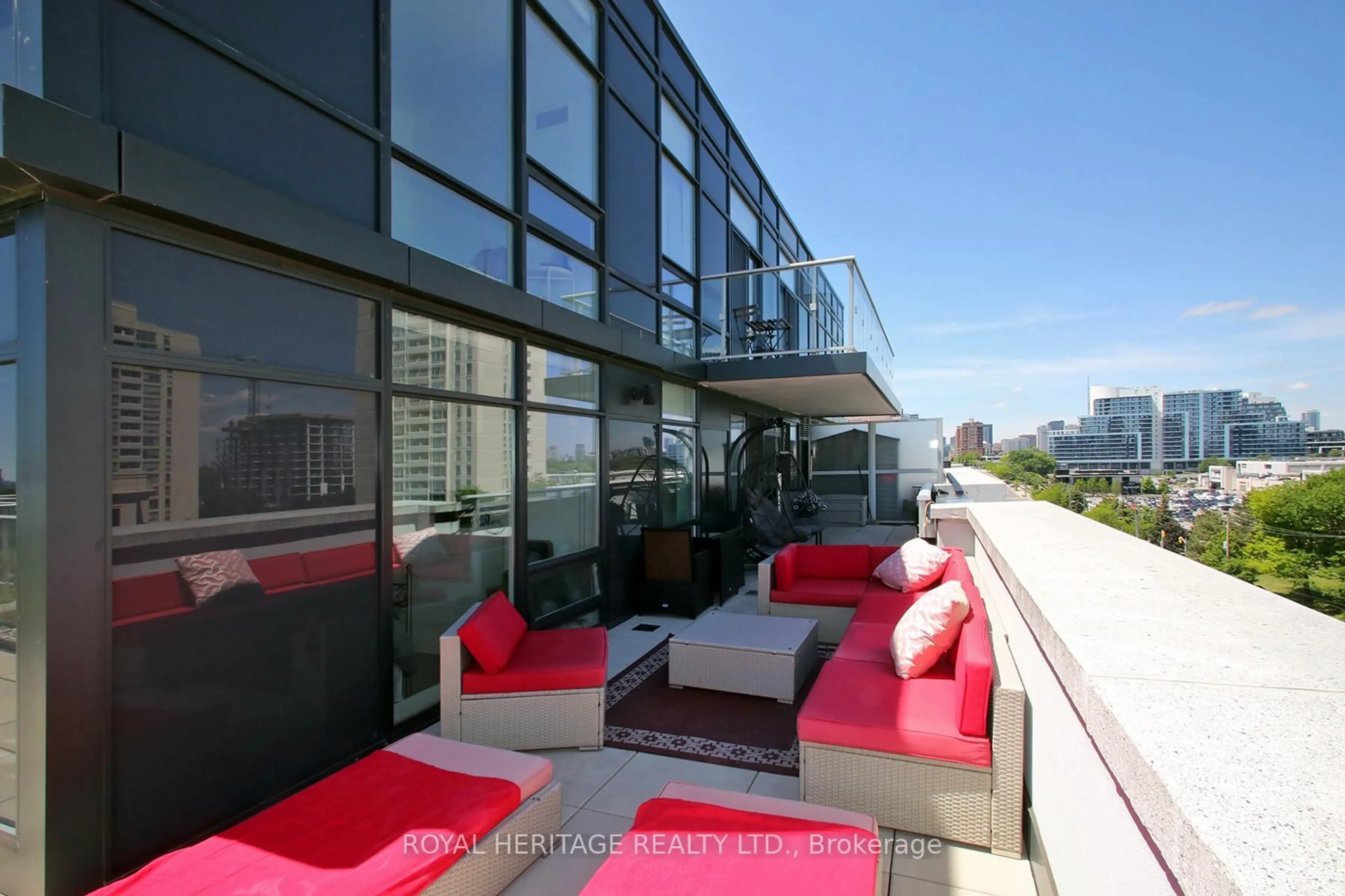 Balcony in the apartment, city buildings view from balcony for 621 Sheppard Ave #TPH08, Toronto Ontario M2K 1B5