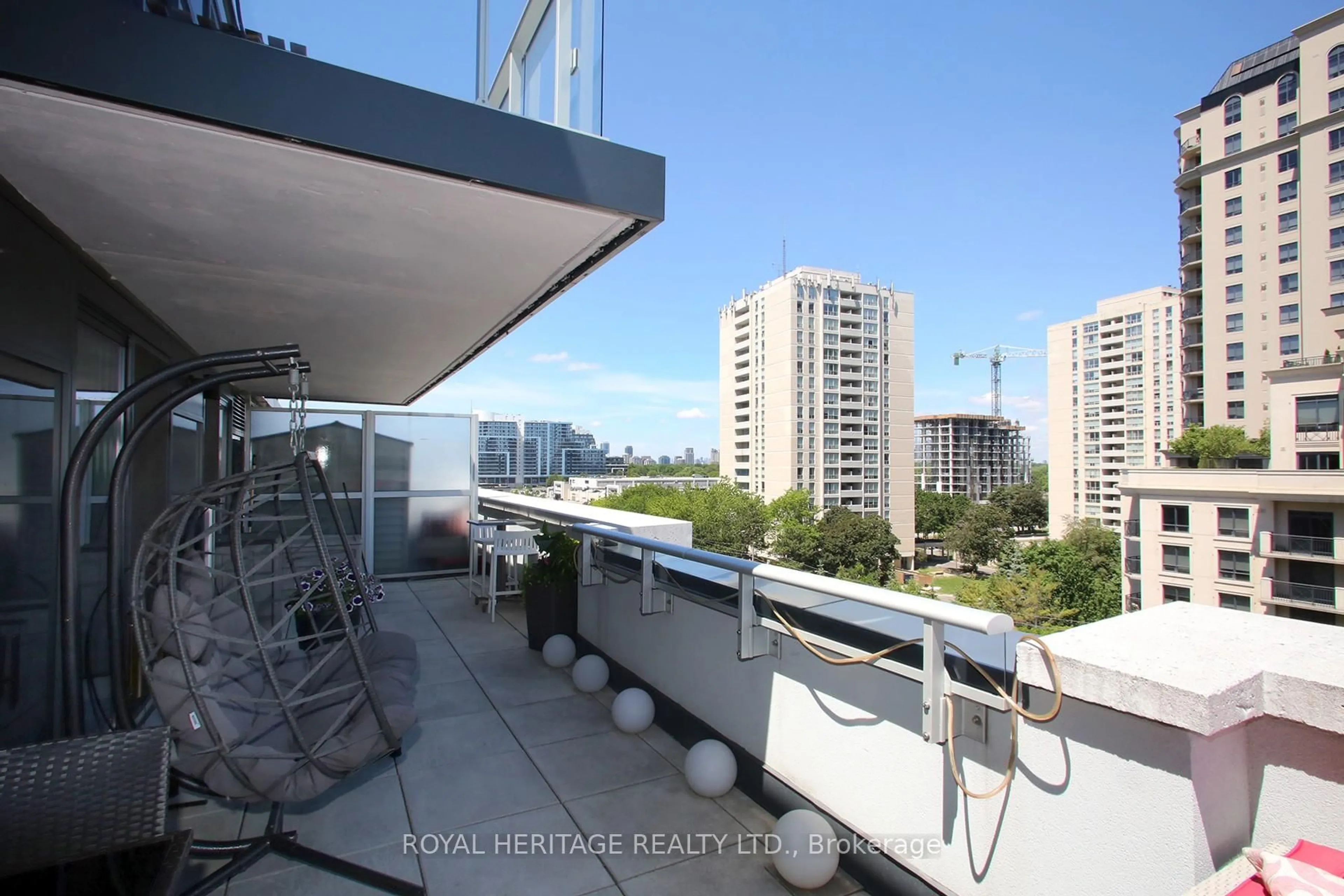 Balcony in the apartment, city buildings view from balcony for 621 Sheppard Ave #TPH08, Toronto Ontario M2K 1B5