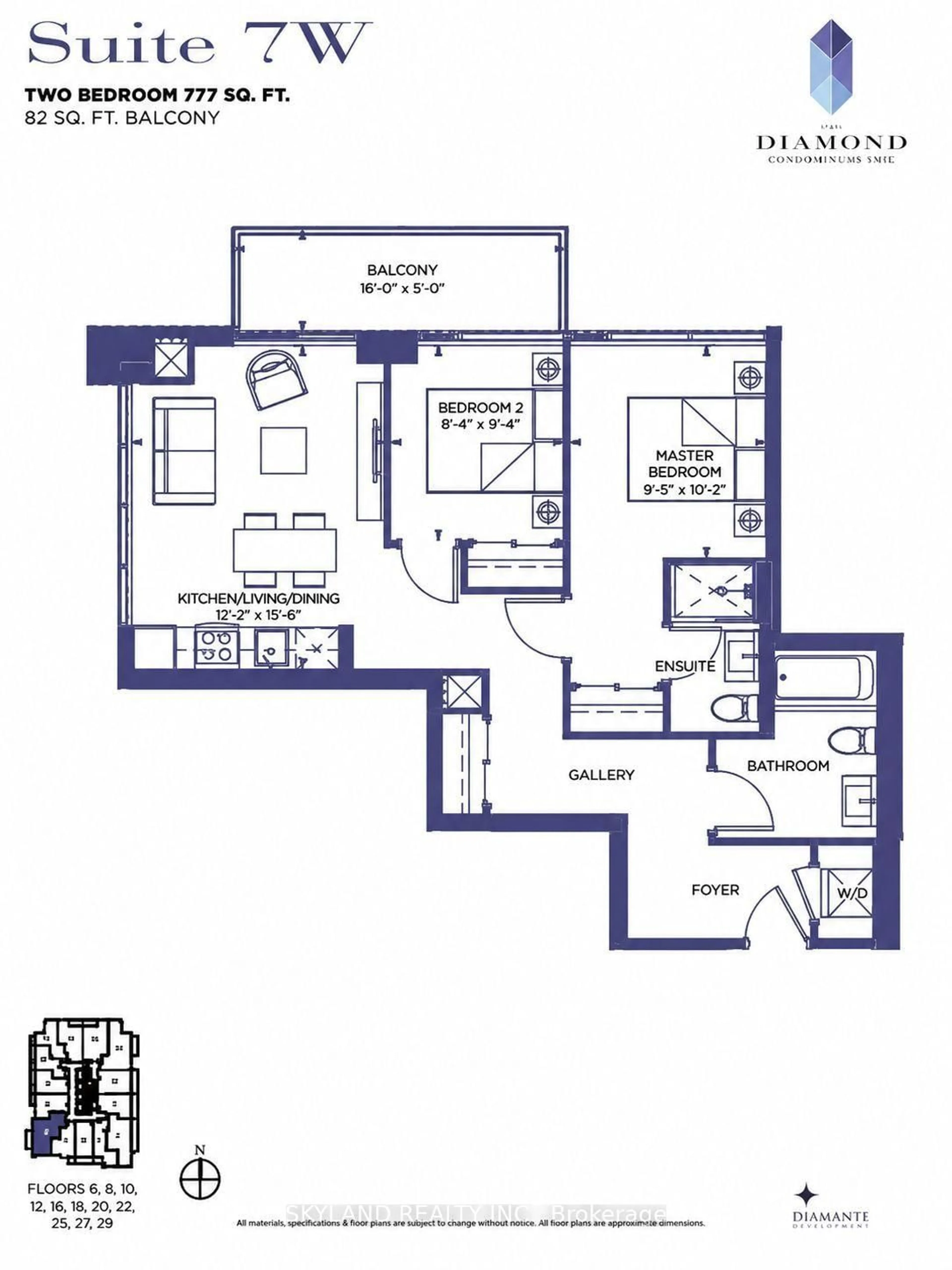 Floor plan for 75 Canterbury Pl #1607, Toronto Ontario M2N 2N1