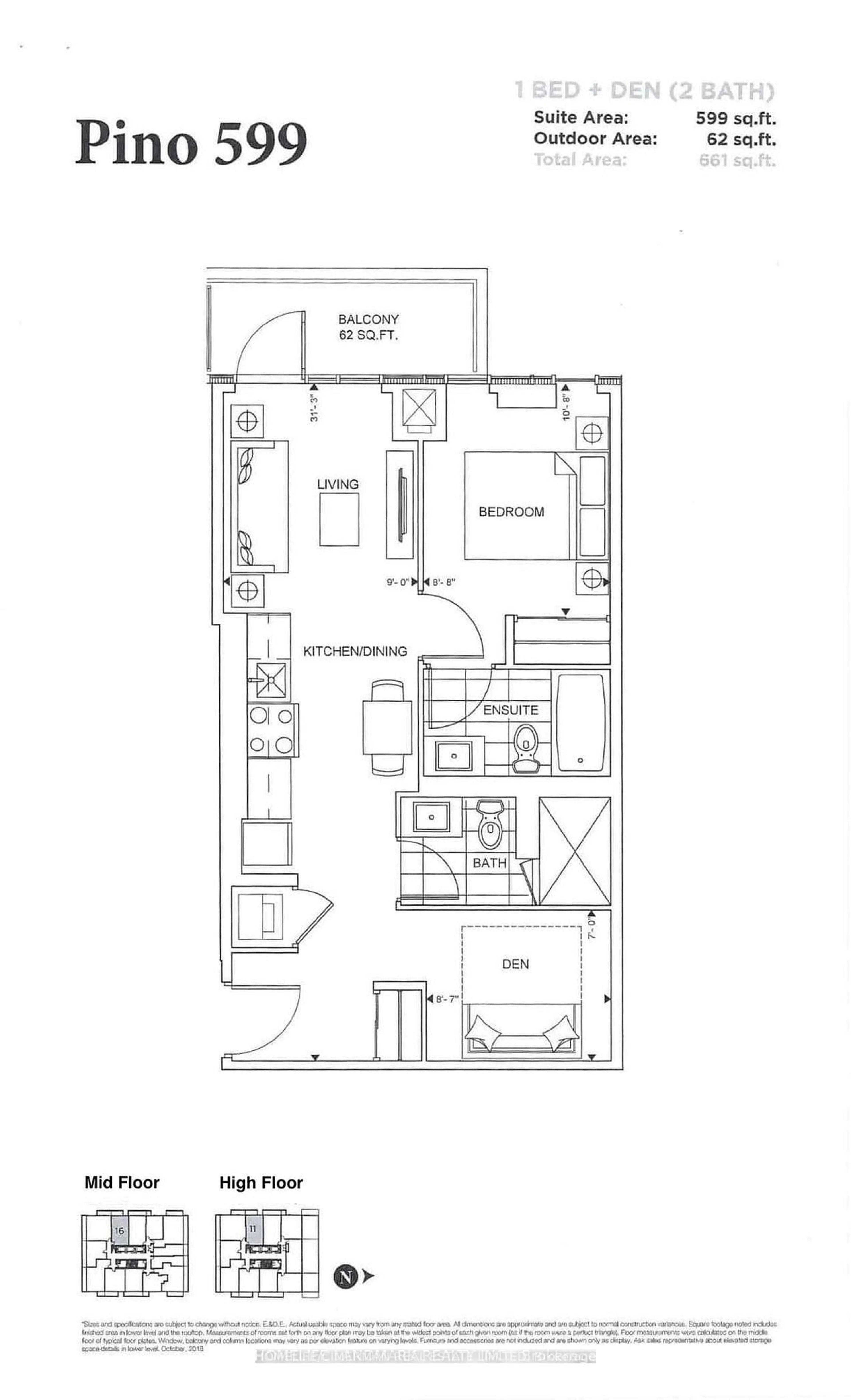 Floor plan for 188 Fairview Mall Dr #1816, Toronto Ontario M2J 0H7