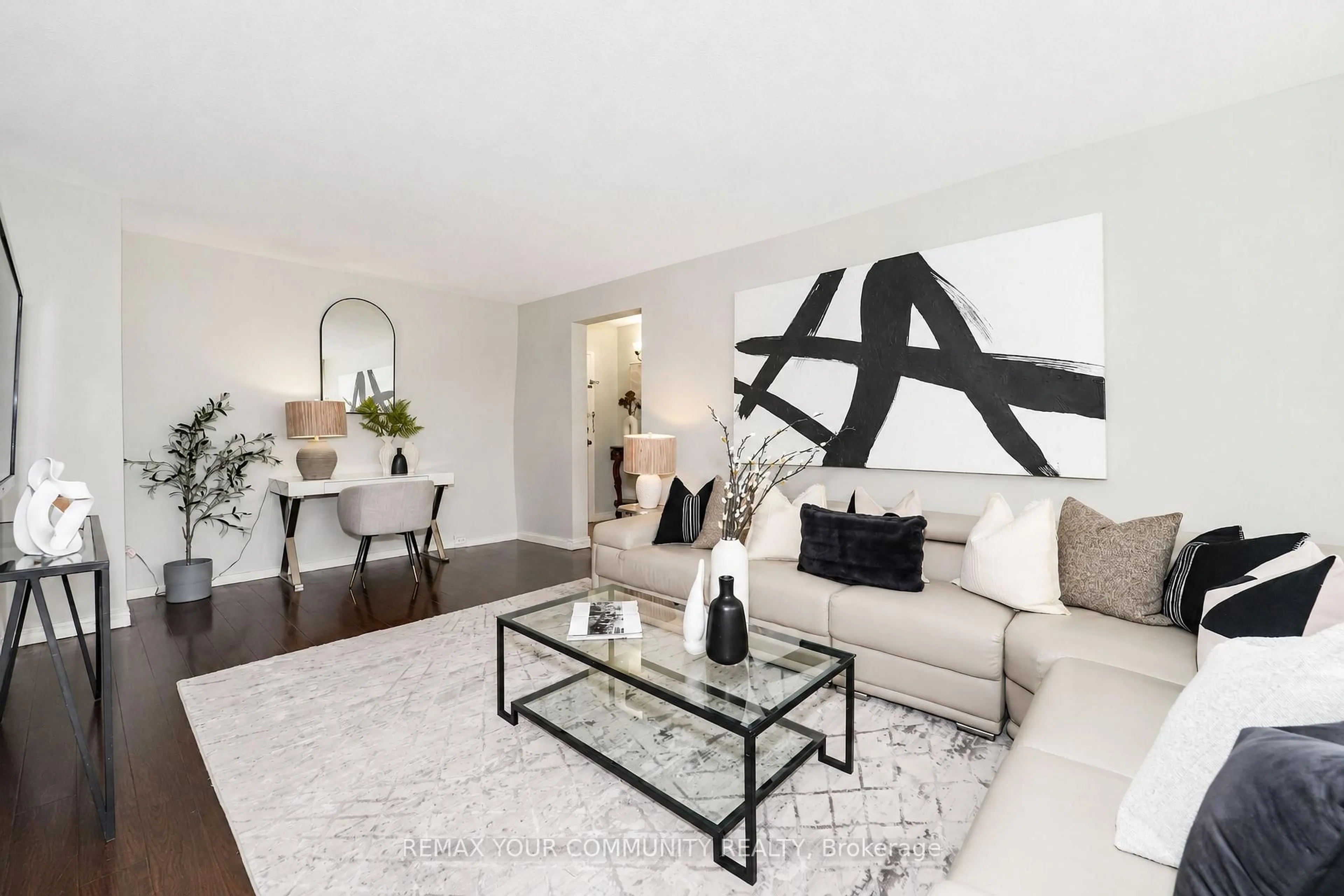 Living room with furniture, unknown for 100 Leeward Glenway #1105, Toronto Ontario M3C 2Z1
