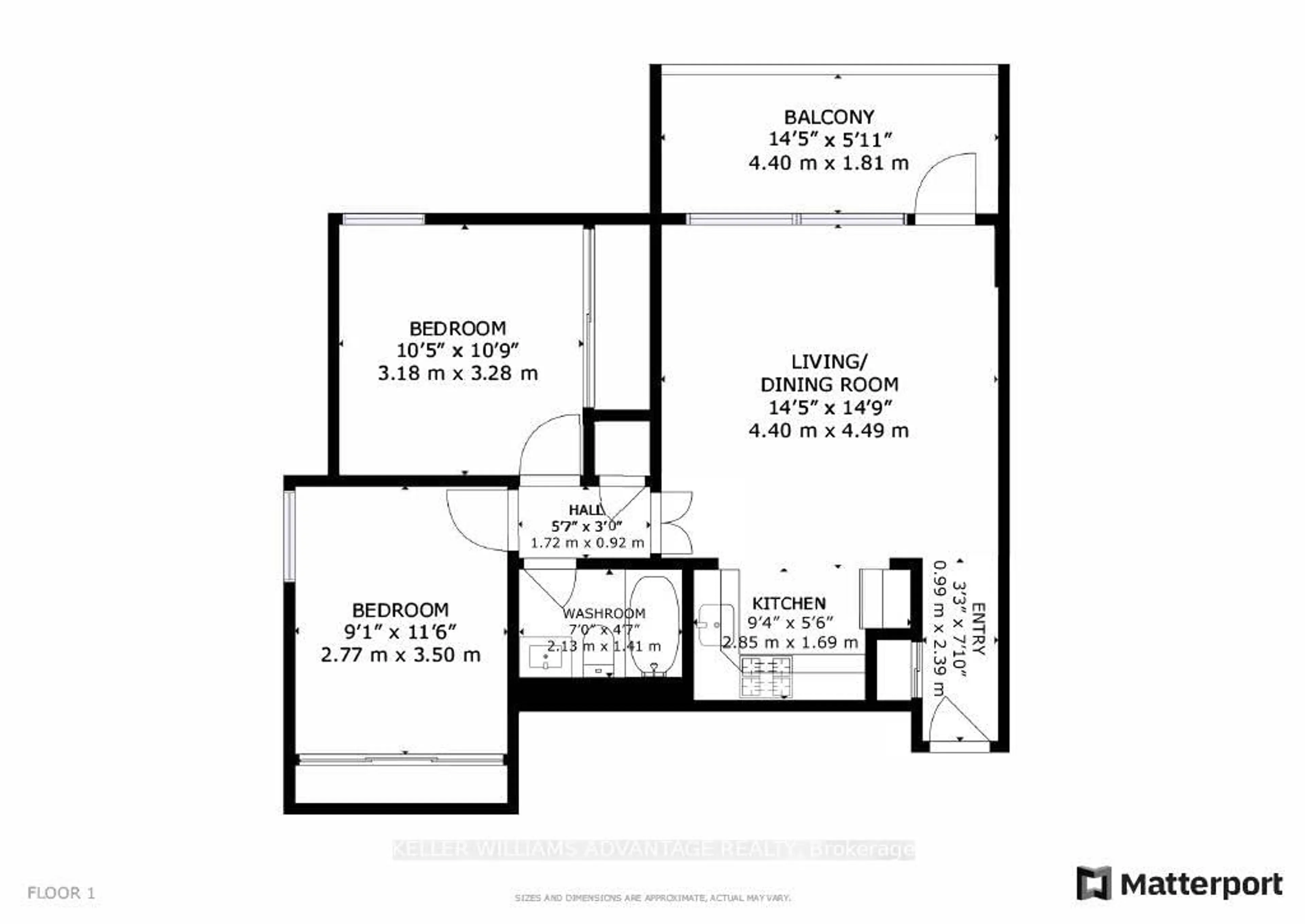 Floor plan for 40 Homewood Ave #2216, Toronto Ontario M4Y 2K2