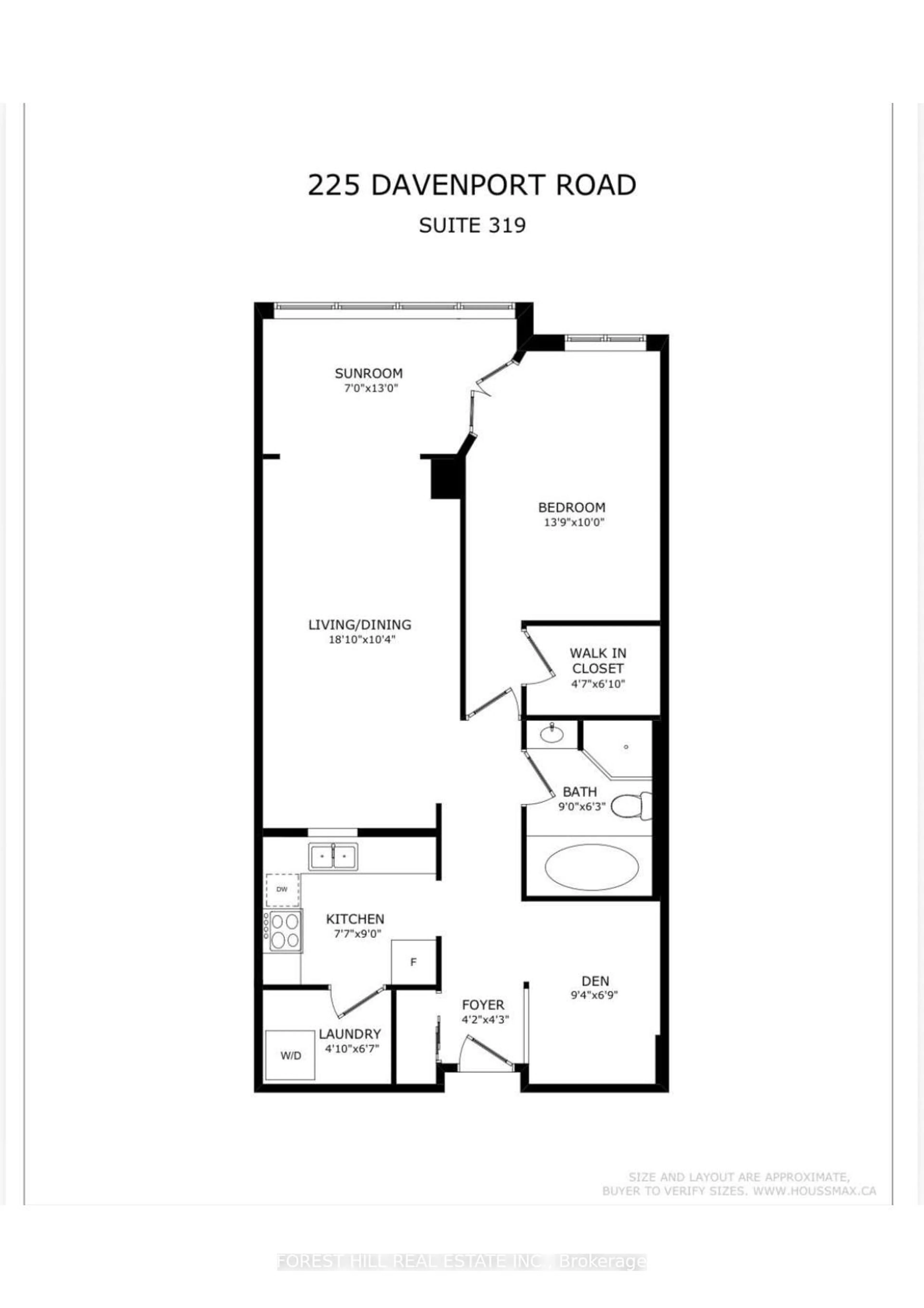 Floor plan for 225 Davenport Rd #319, Toronto Ontario M5R 3R2