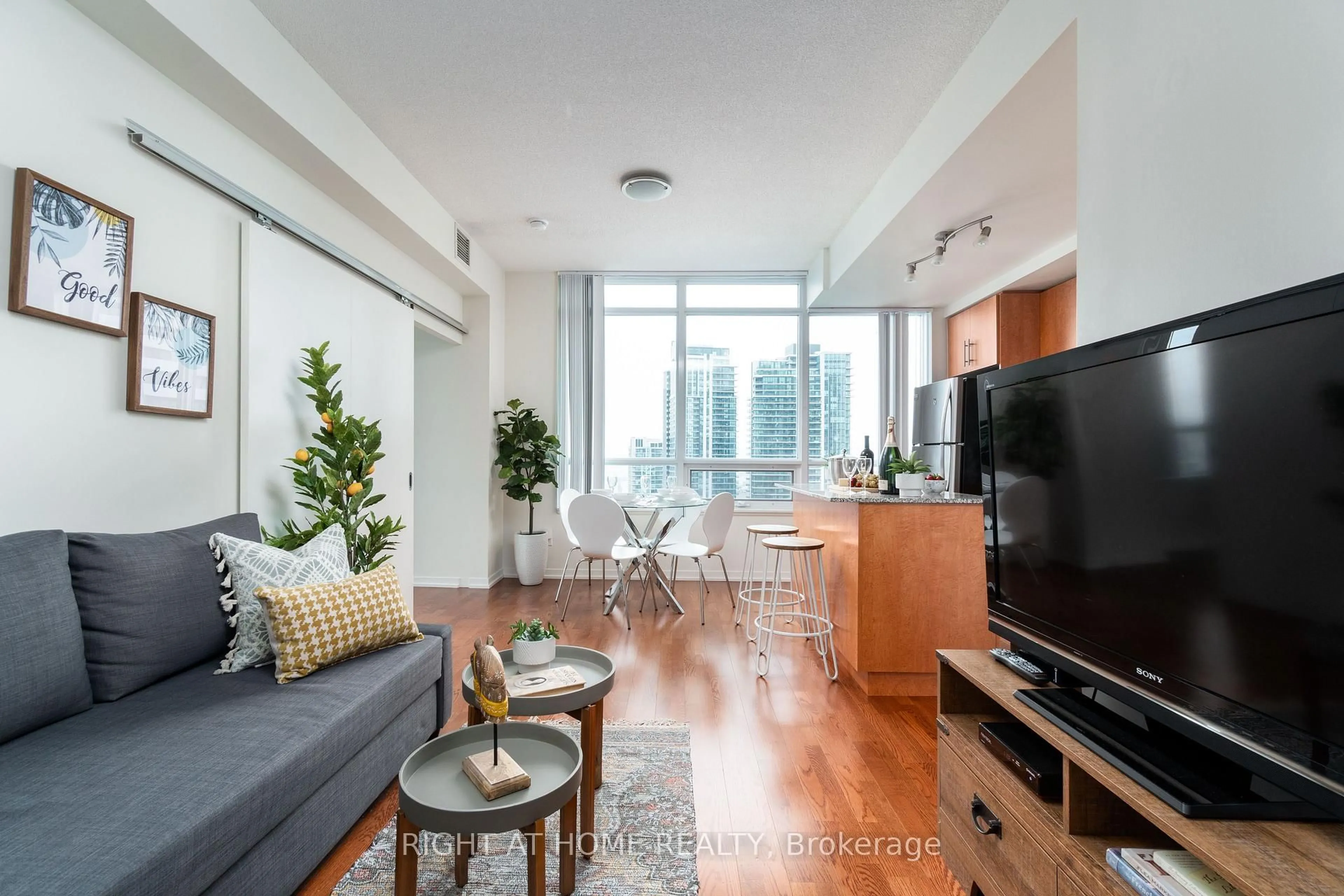 Living room with furniture, unknown for 55 Bremner Blvd #3404, Toronto Ontario M5J 0A6