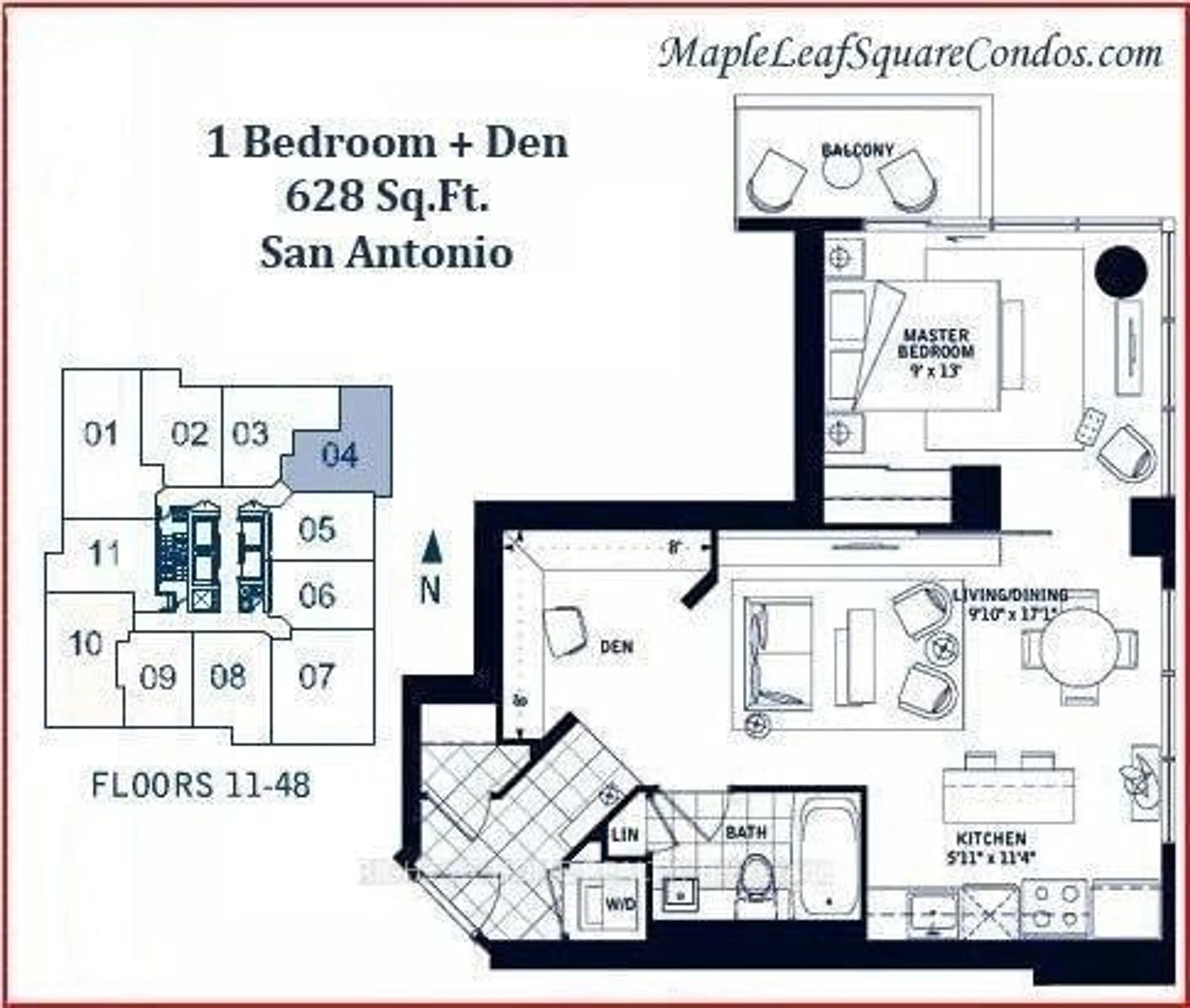 Floor plan for 55 Bremner Blvd #3404, Toronto Ontario M5J 0A6