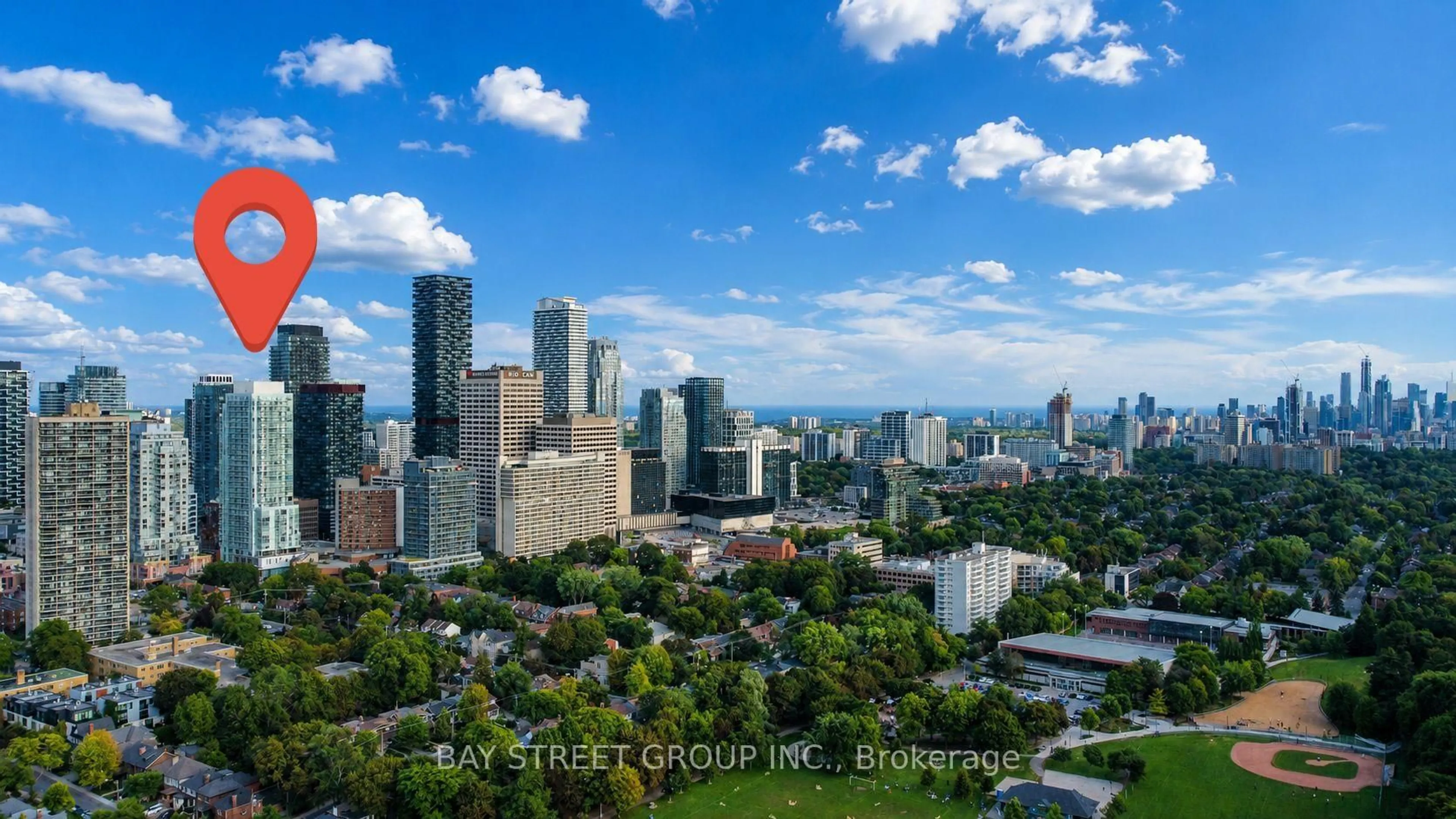 A pic from outside/outdoor area/front of a property/back of a property/a pic from drone, city buildings view from balcony for 33 Helendale Ave #517, Toronto Ontario M4R 0A4