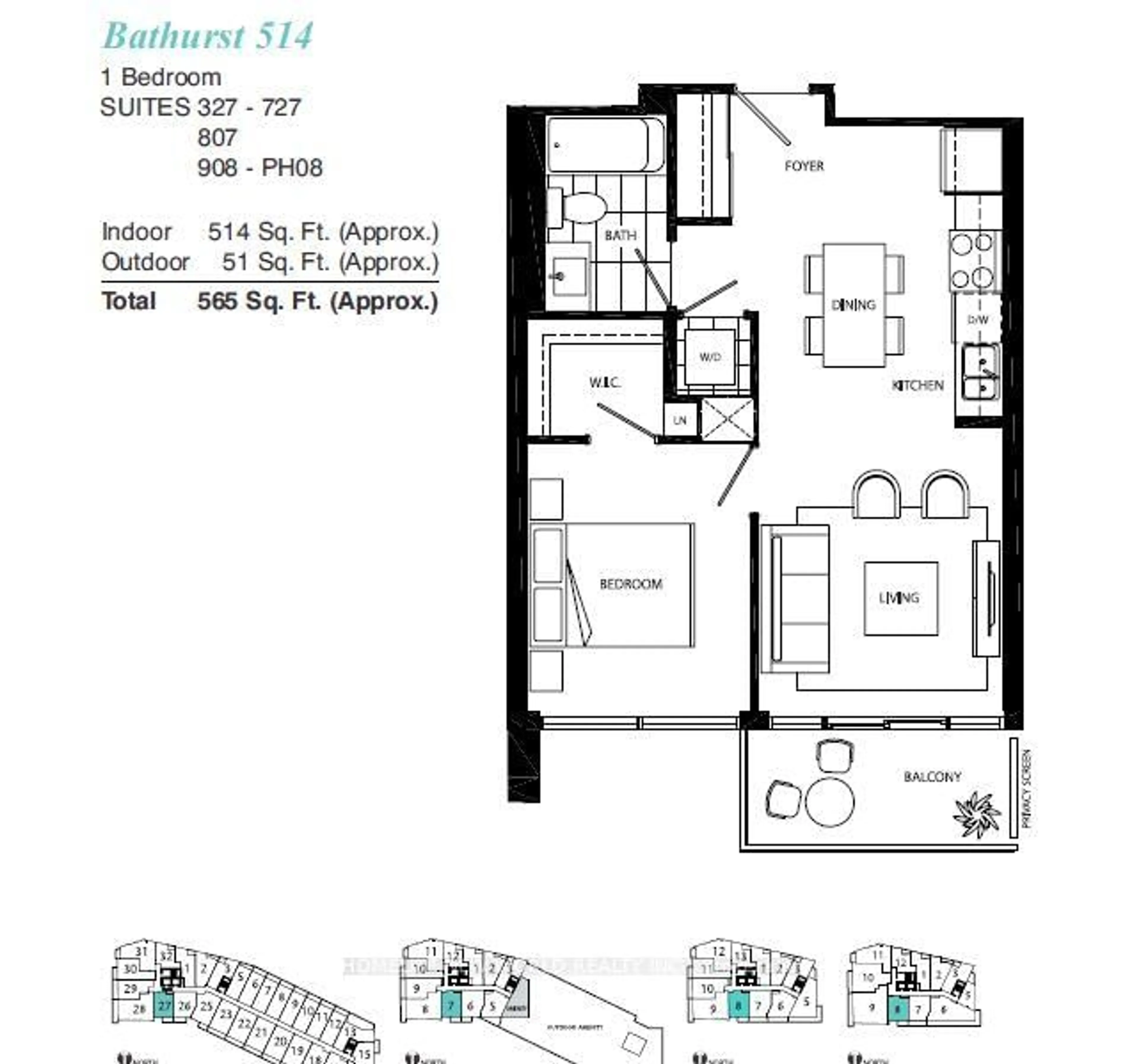 Floor plan for 50 Bruyeres Mews #1508, Toronto Ontario M5V 0G7